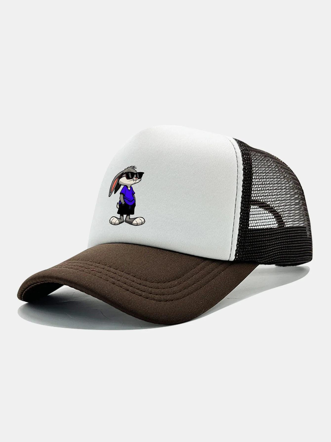 Sunglasses Rabbit Print Contrast Mesh Baseball Cap - Image 14