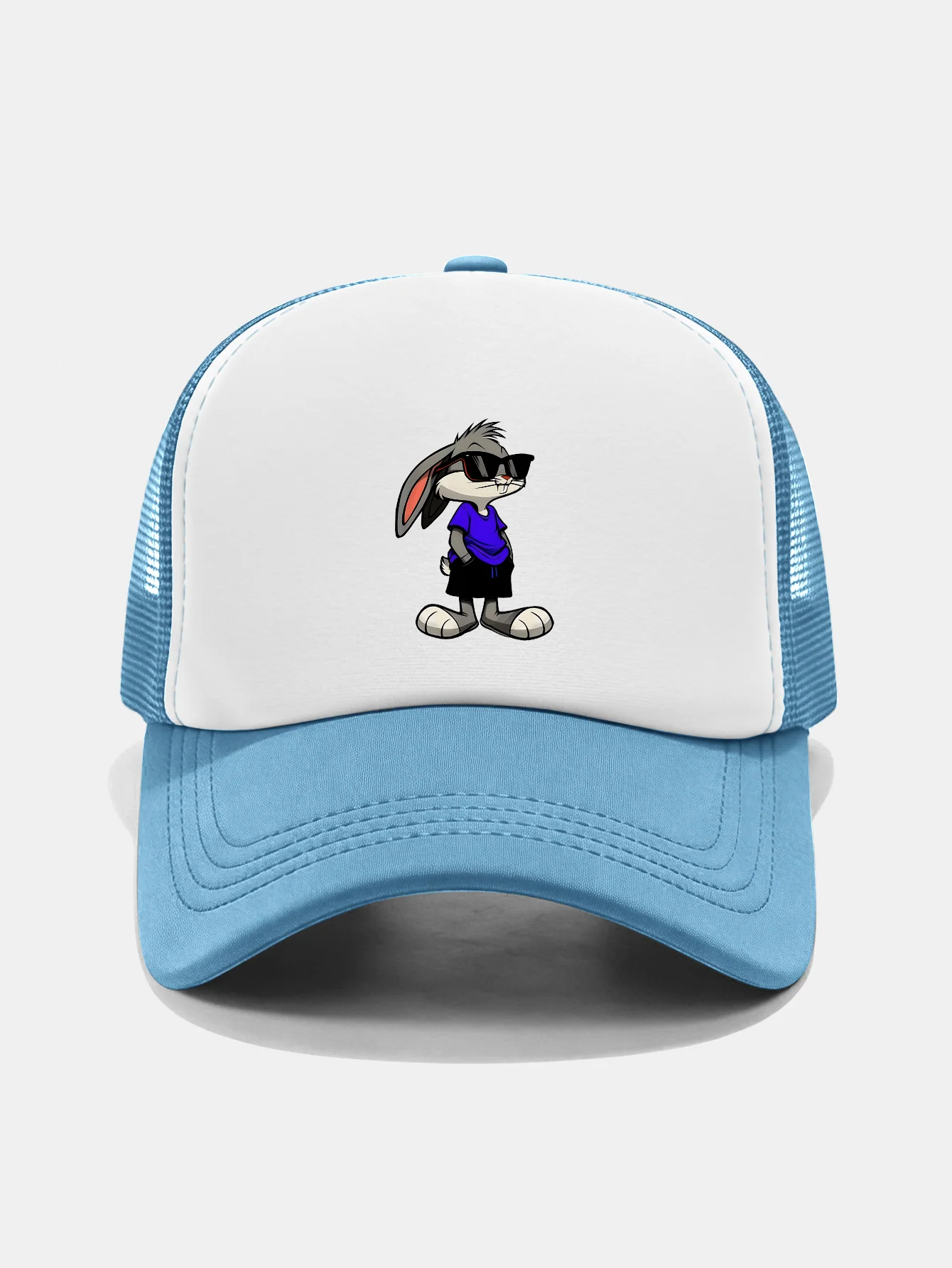 Sunglasses Rabbit Print Contrast Mesh Baseball Cap - Image 15