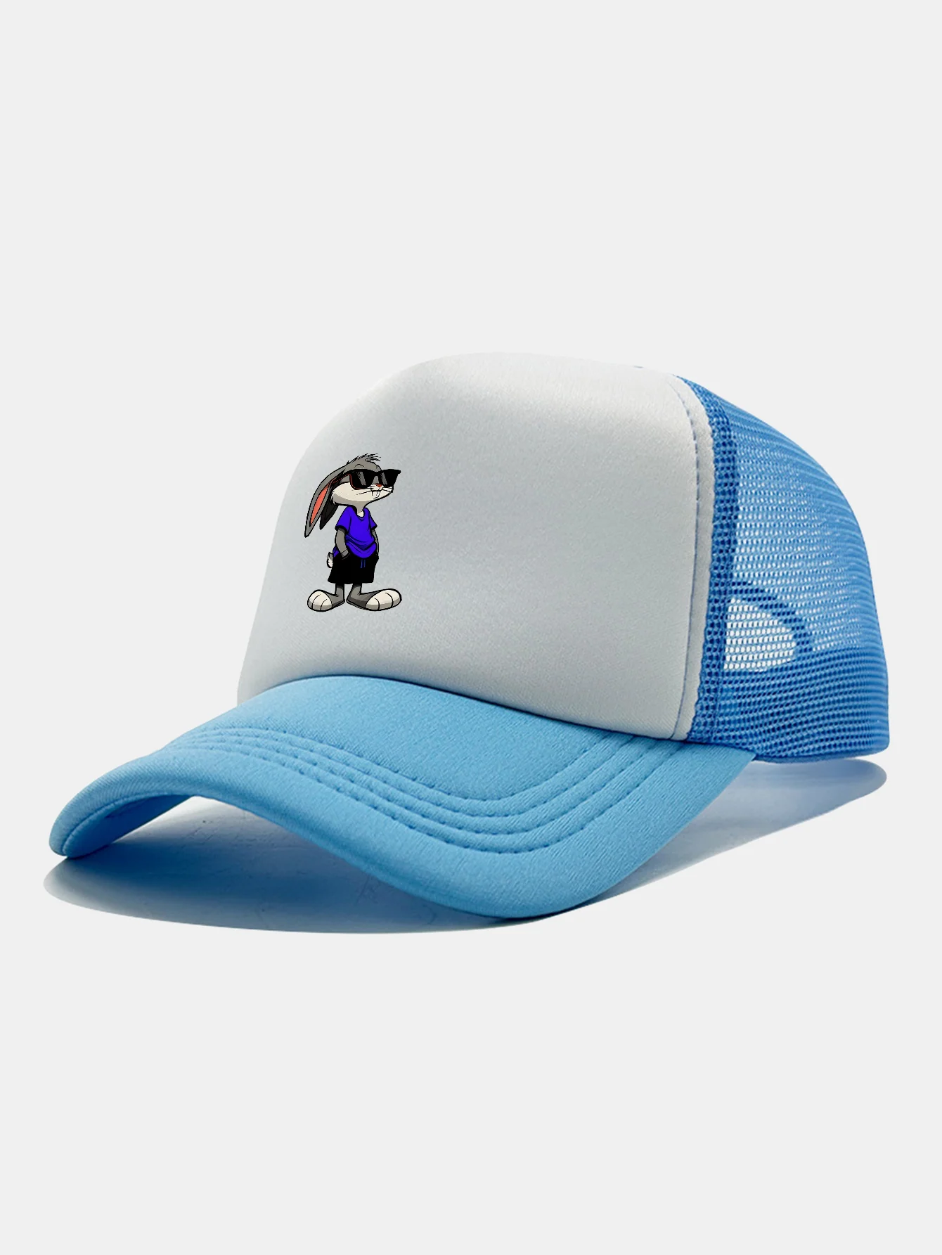 Sunglasses Rabbit Print Contrast Mesh Baseball Cap - Image 16