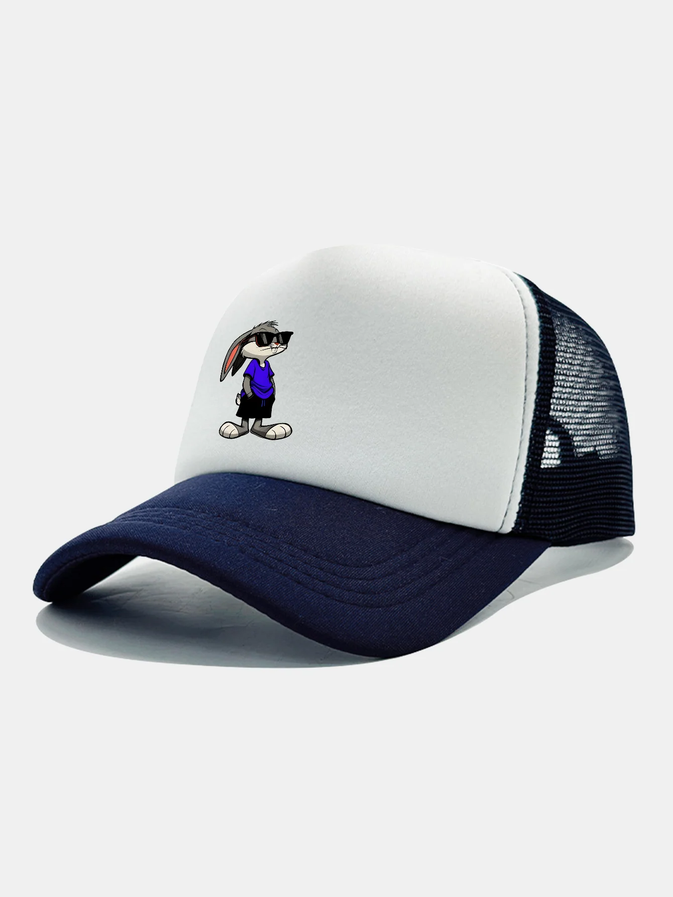 Sunglasses Rabbit Print Contrast Mesh Baseball Cap - Image 2