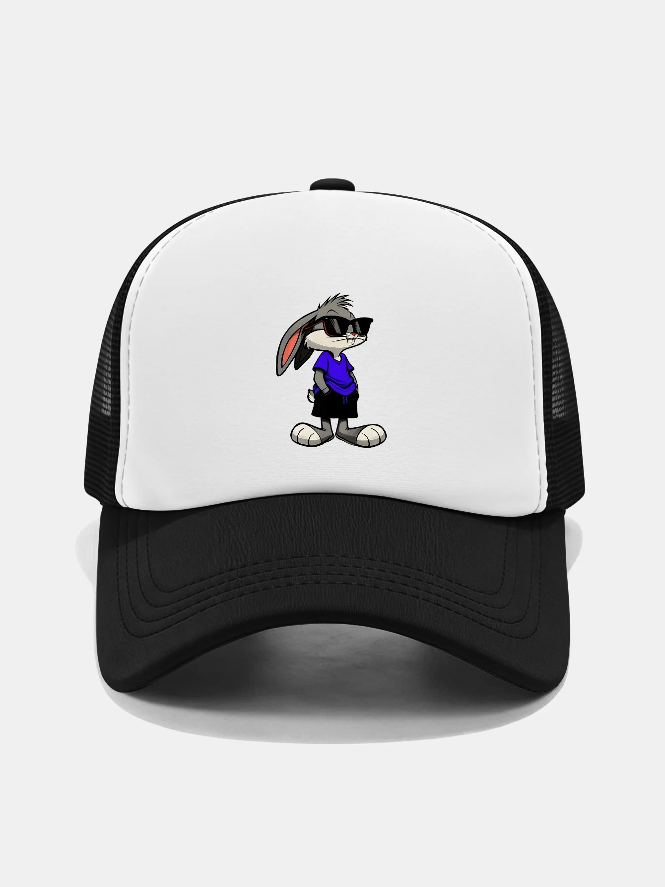 Sunglasses Rabbit Print Contrast Mesh Baseball Cap - Image 3