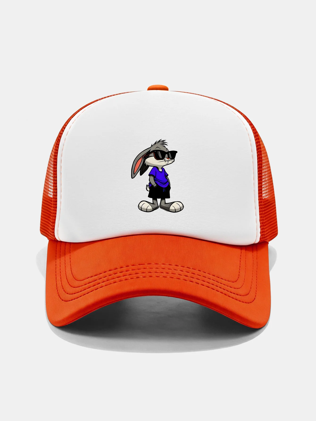 Sunglasses Rabbit Print Contrast Mesh Baseball Cap - Image 5