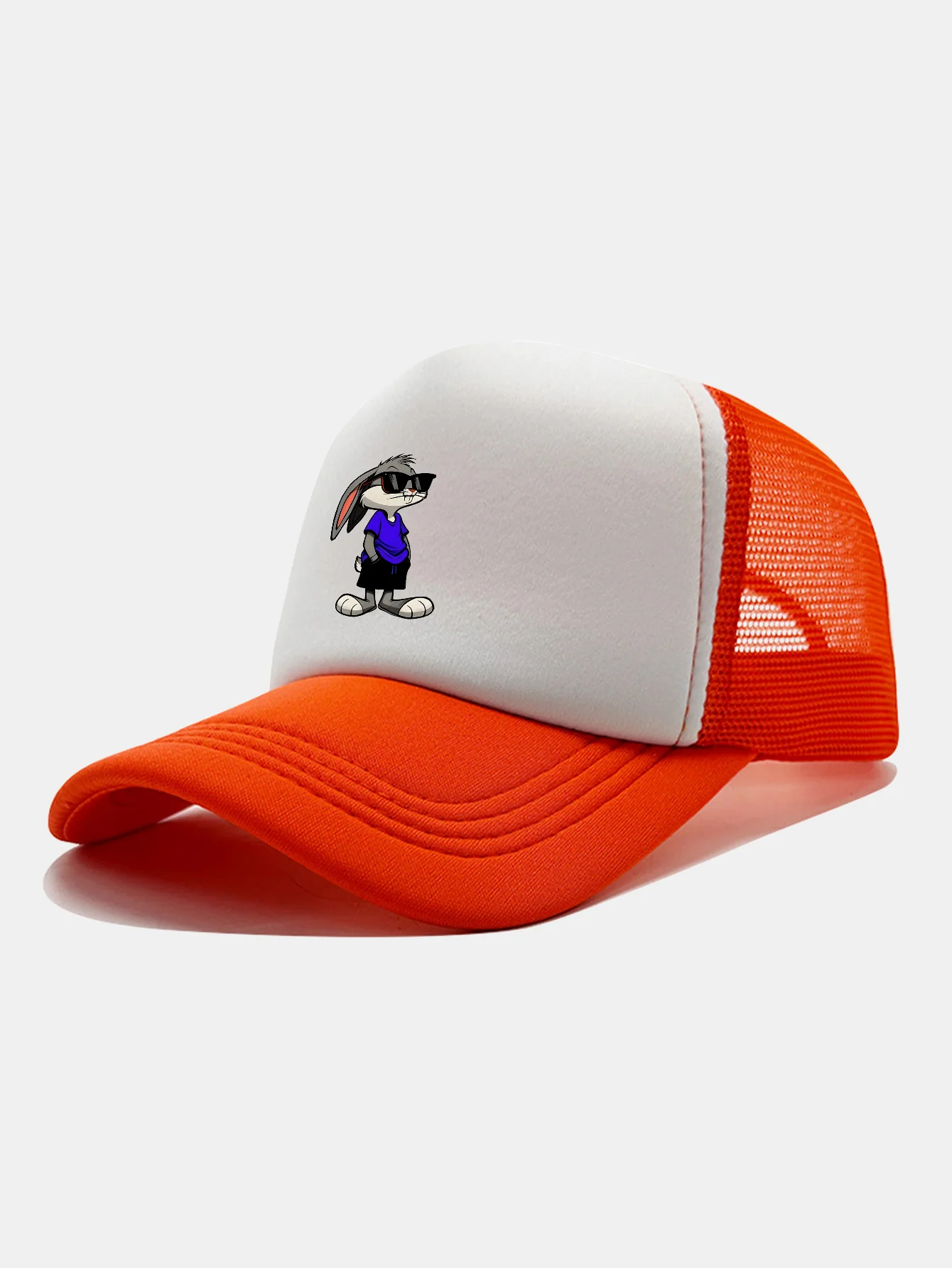 Sunglasses Rabbit Print Contrast Mesh Baseball Cap - Image 6