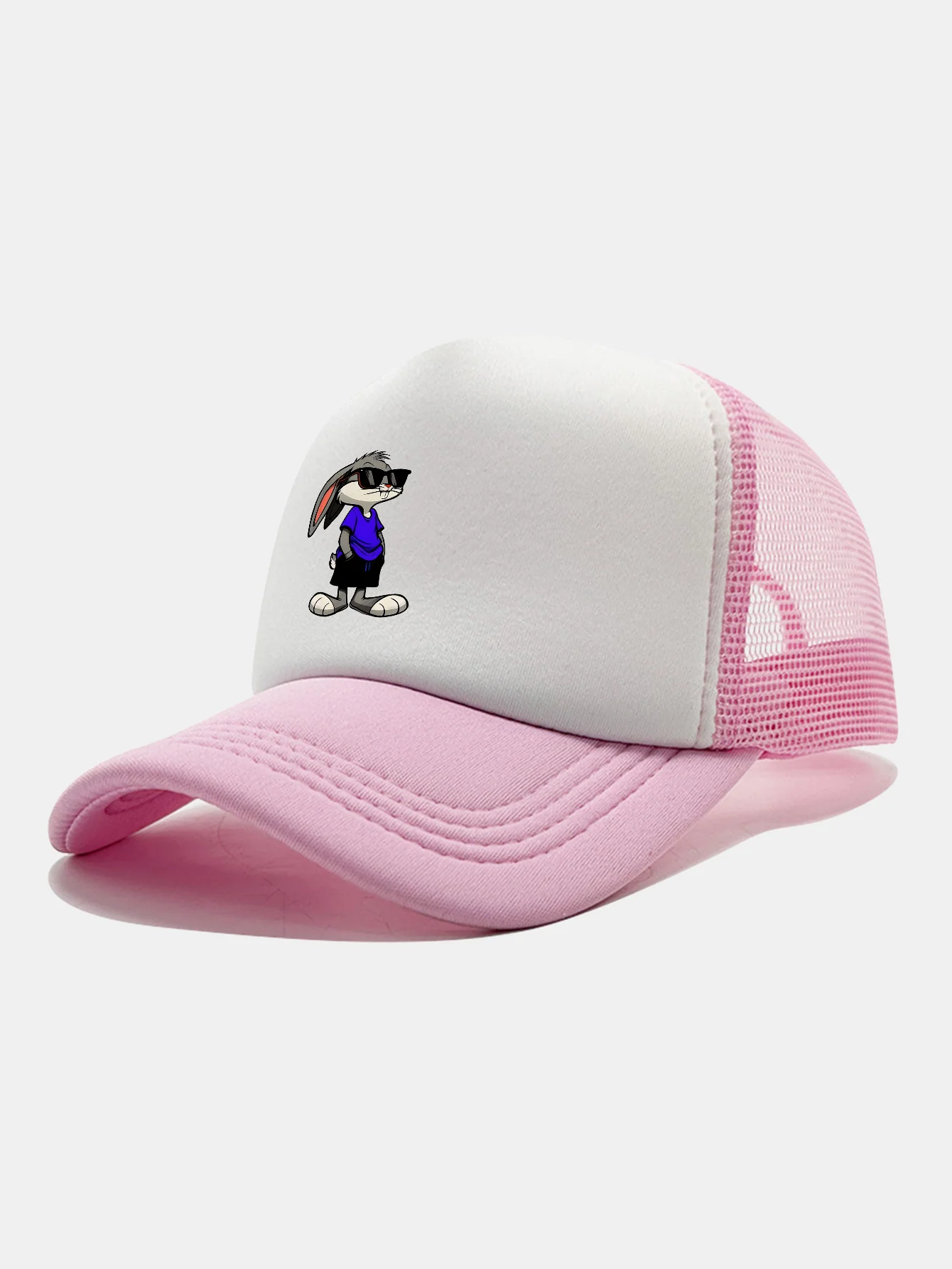 Sunglasses Rabbit Print Contrast Mesh Baseball Cap - Image 7