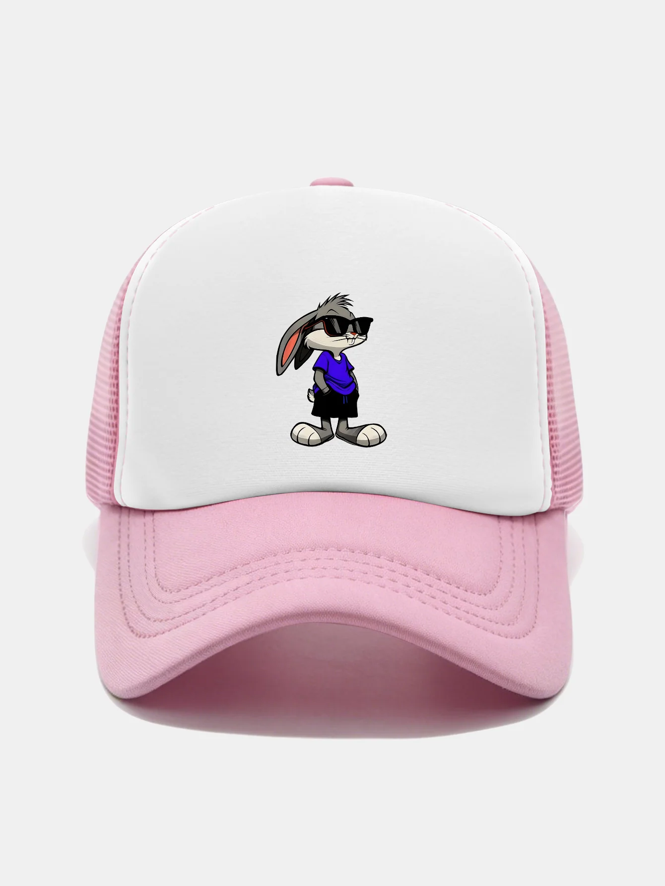 Sunglasses Rabbit Print Contrast Mesh Baseball Cap - Image 8