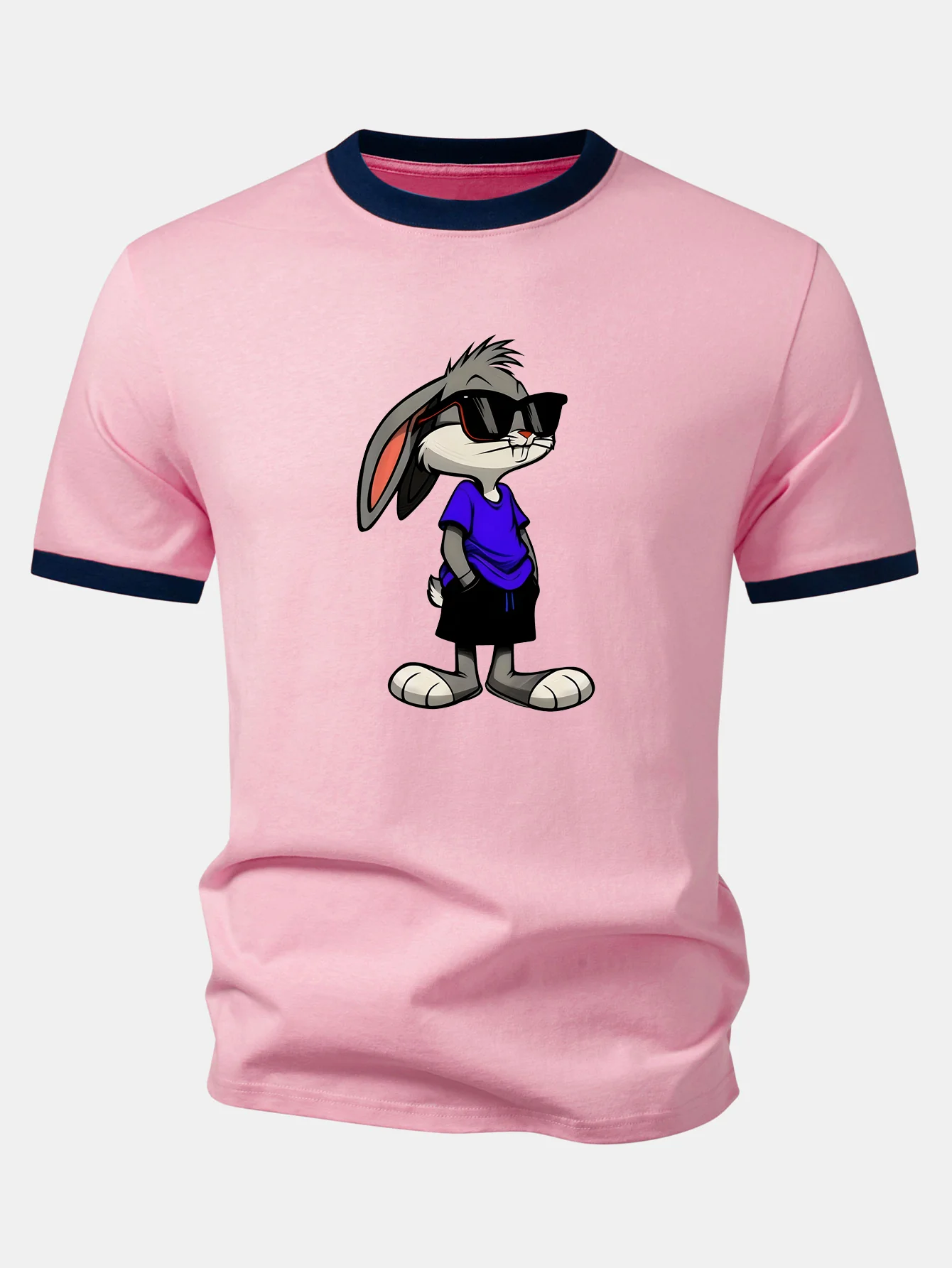 Sunglasses Rabbit Print Contrast Ringer T-Shirt - Image 6