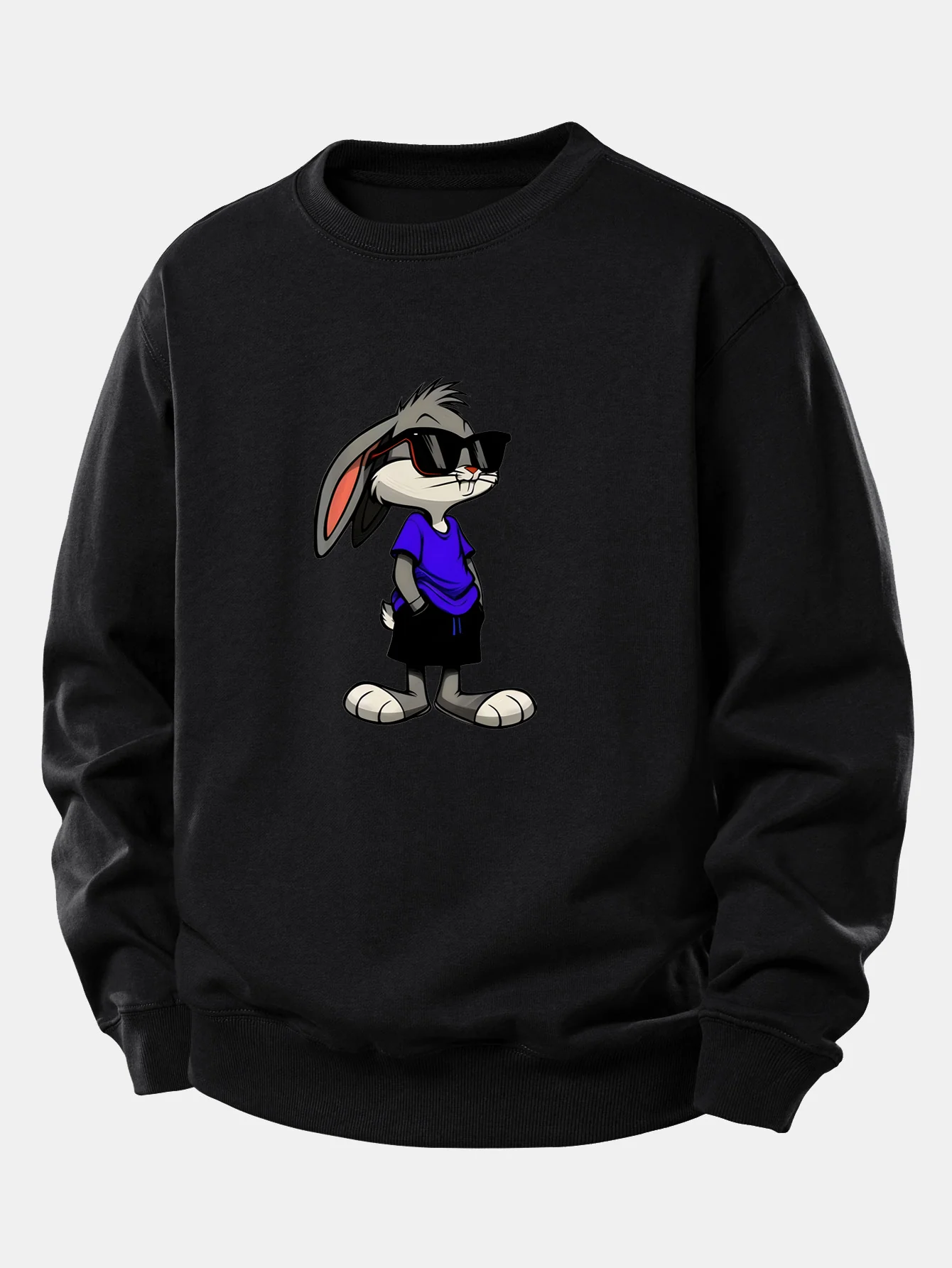 Sunglasses Rabbit Print Relax Fit Sweatshirt
