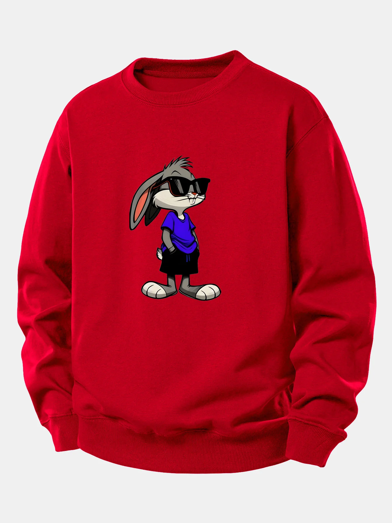 Sunglasses Rabbit Print Relax Fit Sweatshirt - Image 10