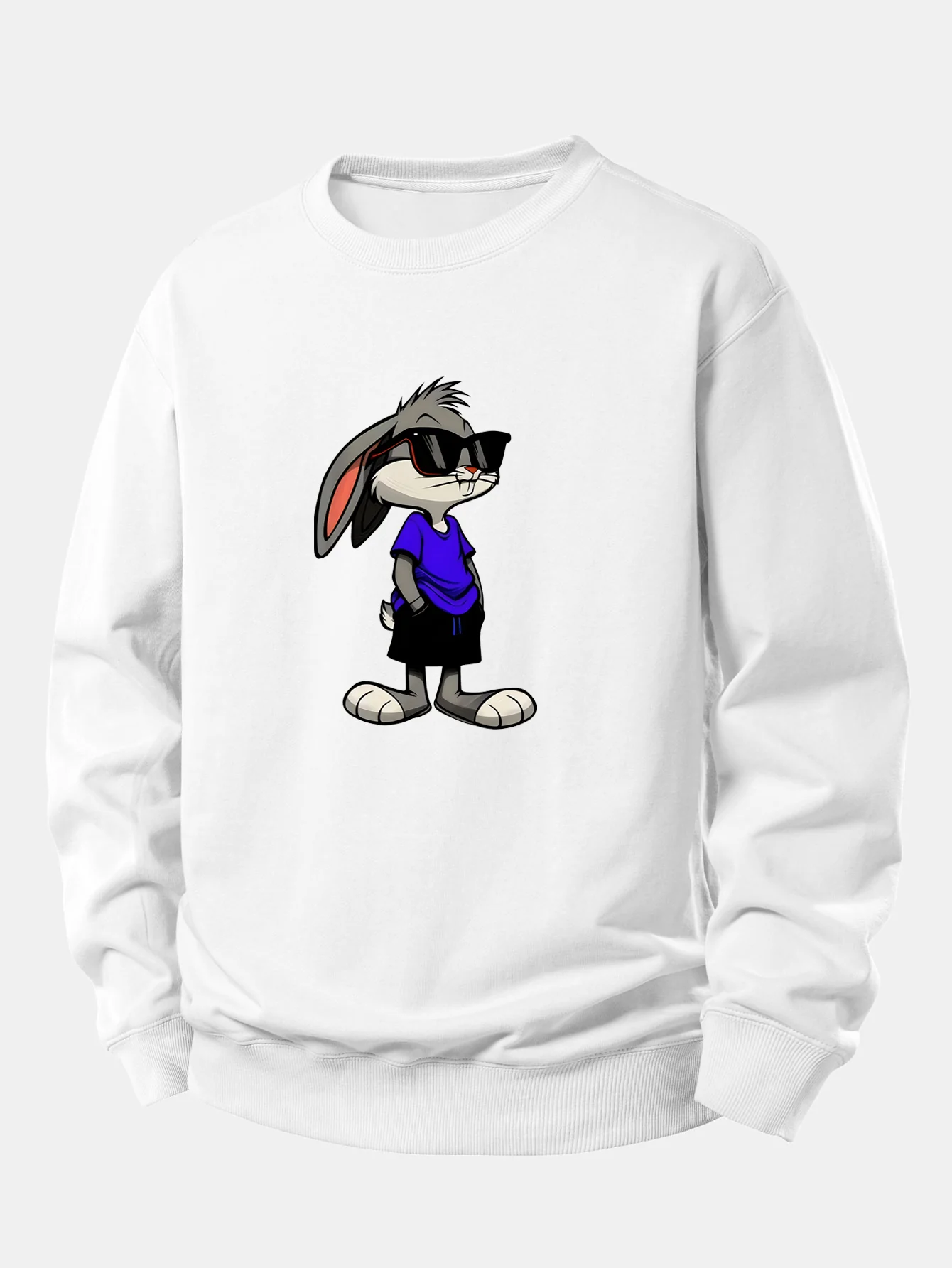 Sunglasses Rabbit Print Relax Fit Sweatshirt - Image 2