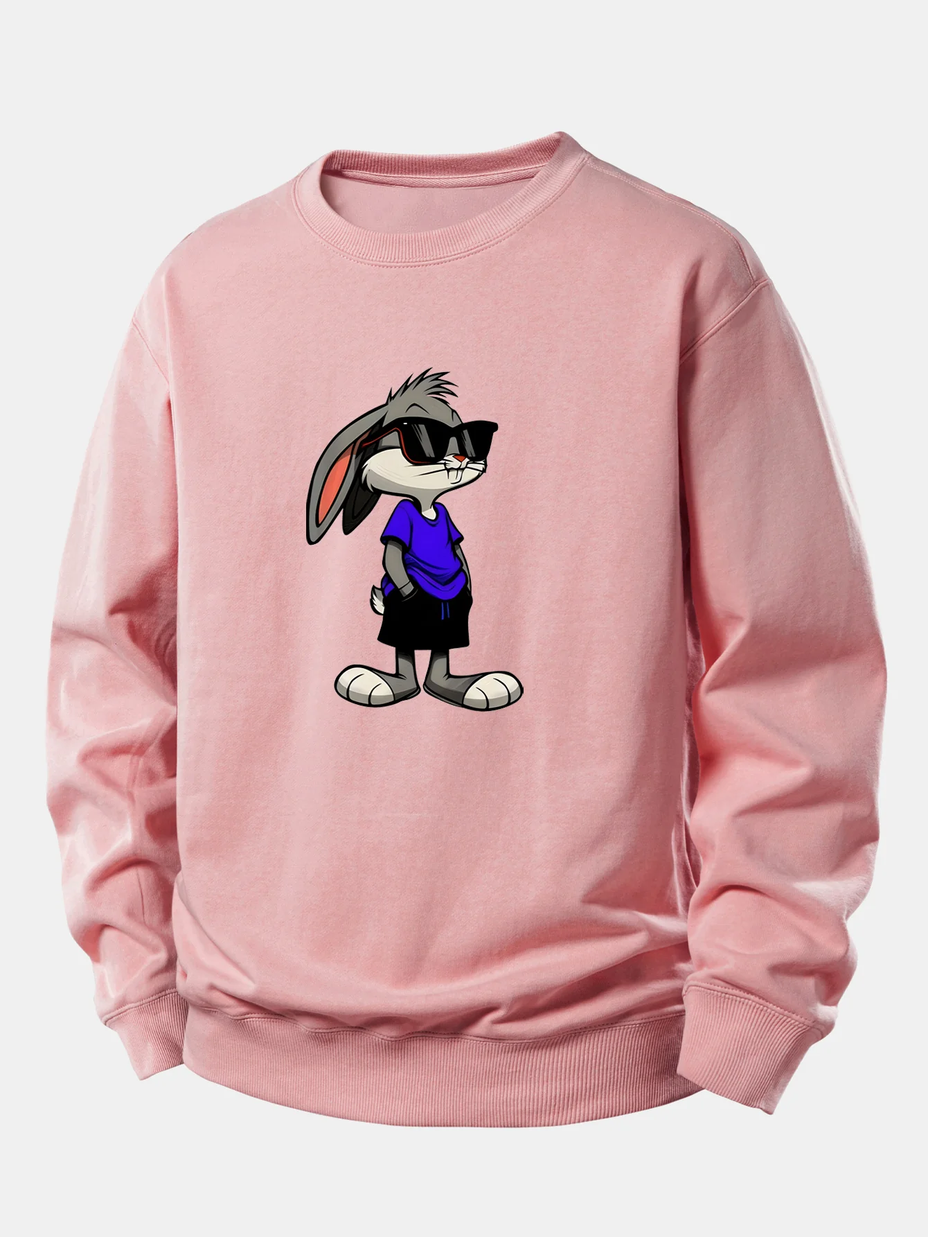 Sunglasses Rabbit Print Relax Fit Sweatshirt - Image 3