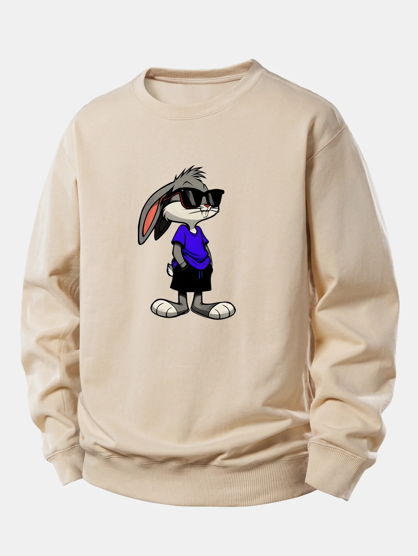 Sunglasses Rabbit Print Relax Fit Sweatshirt - Image 4