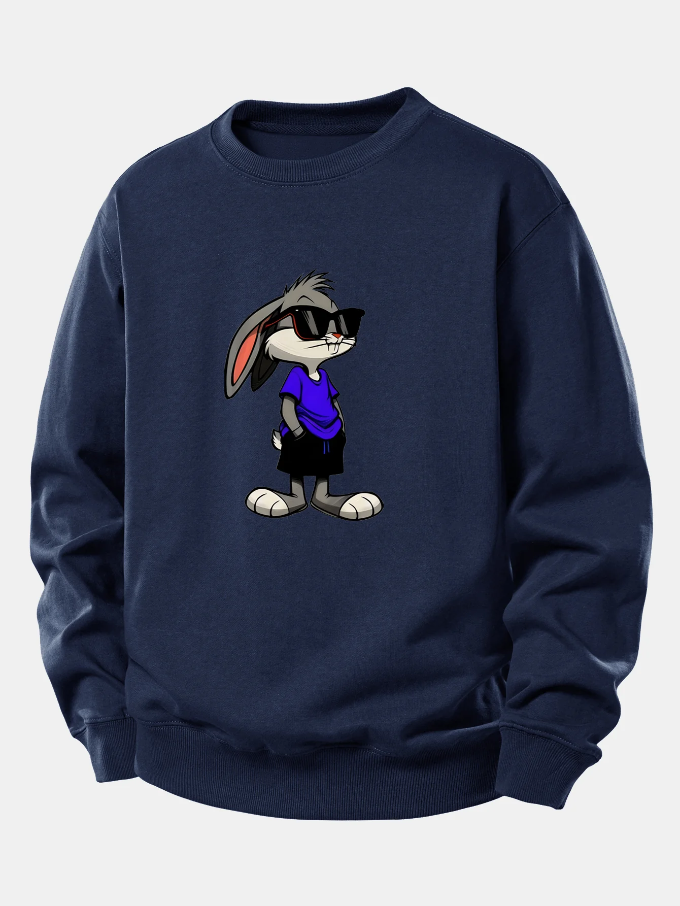 Sunglasses Rabbit Print Relax Fit Sweatshirt - Image 6