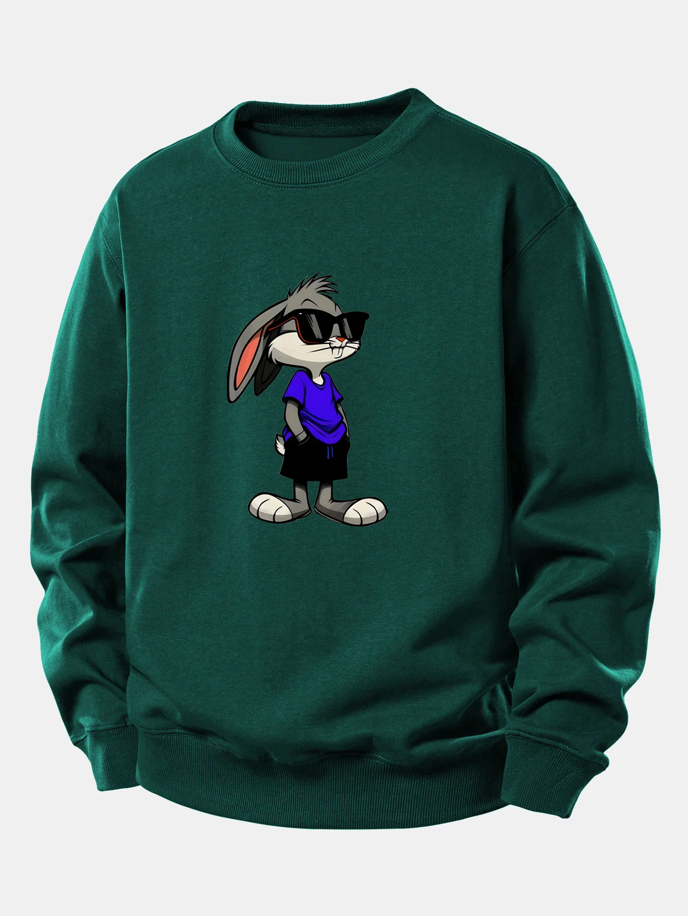 Sunglasses Rabbit Print Relax Fit Sweatshirt - Image 9