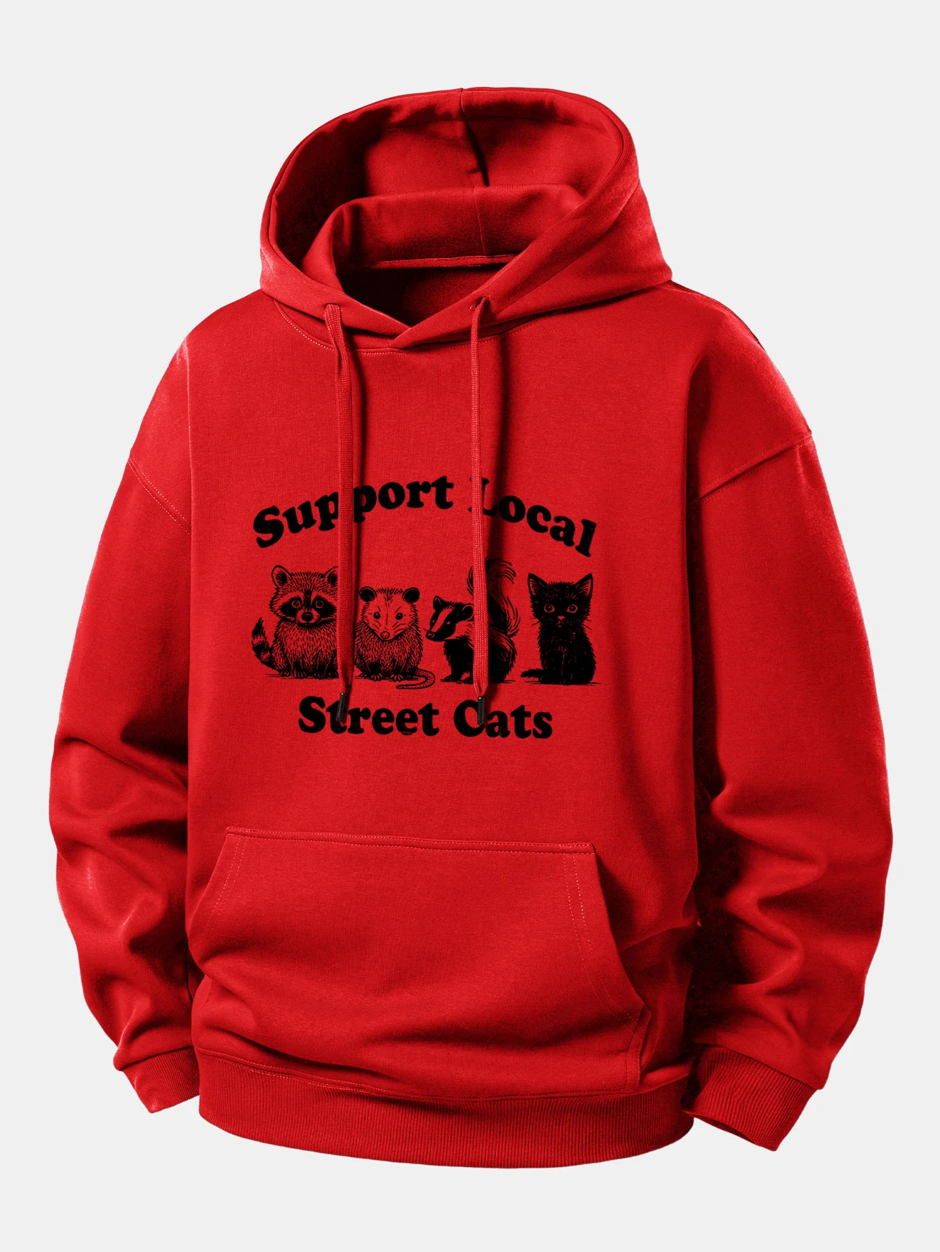 Support Local Street Cats Print Relax Fit Hoodie - Image 11