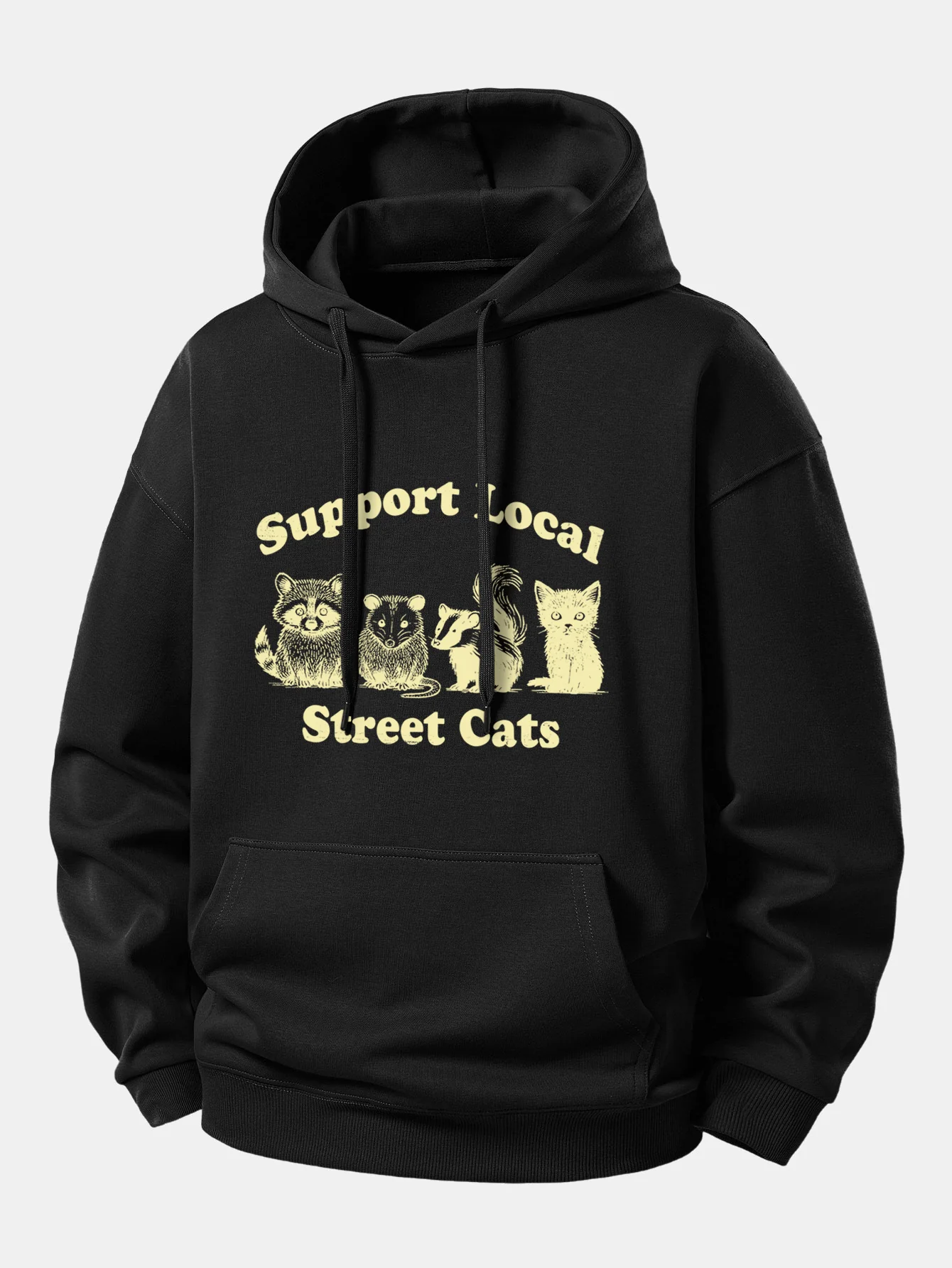 Support Local Street Cats Print Relax Fit Hoodie - Image 2