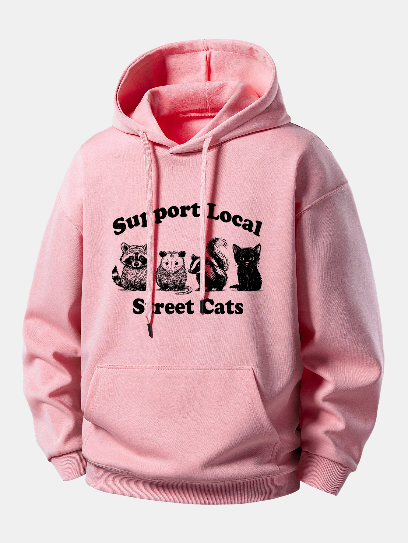 Support Local Street Cats Print Relax Fit Hoodie - Image 3