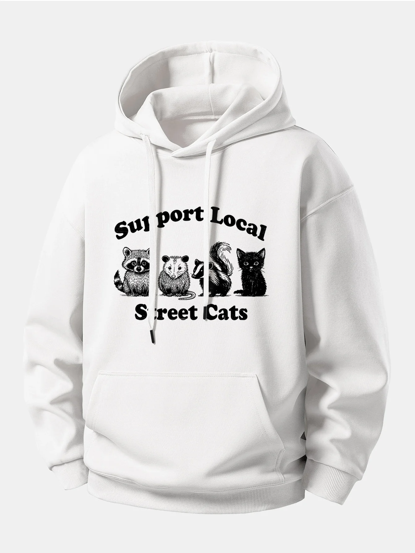 Support Local Street Cats Print Relax Fit Hoodie - Image 4