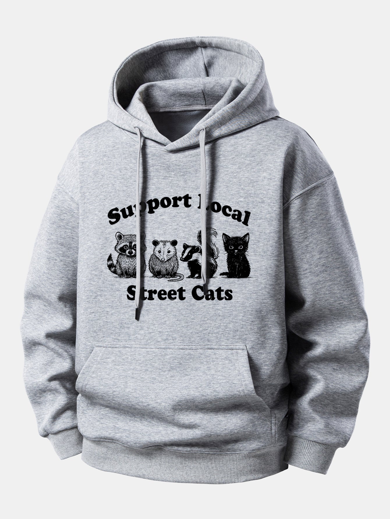 Support Local Street Cats Print Relax Fit Hoodie - Image 5
