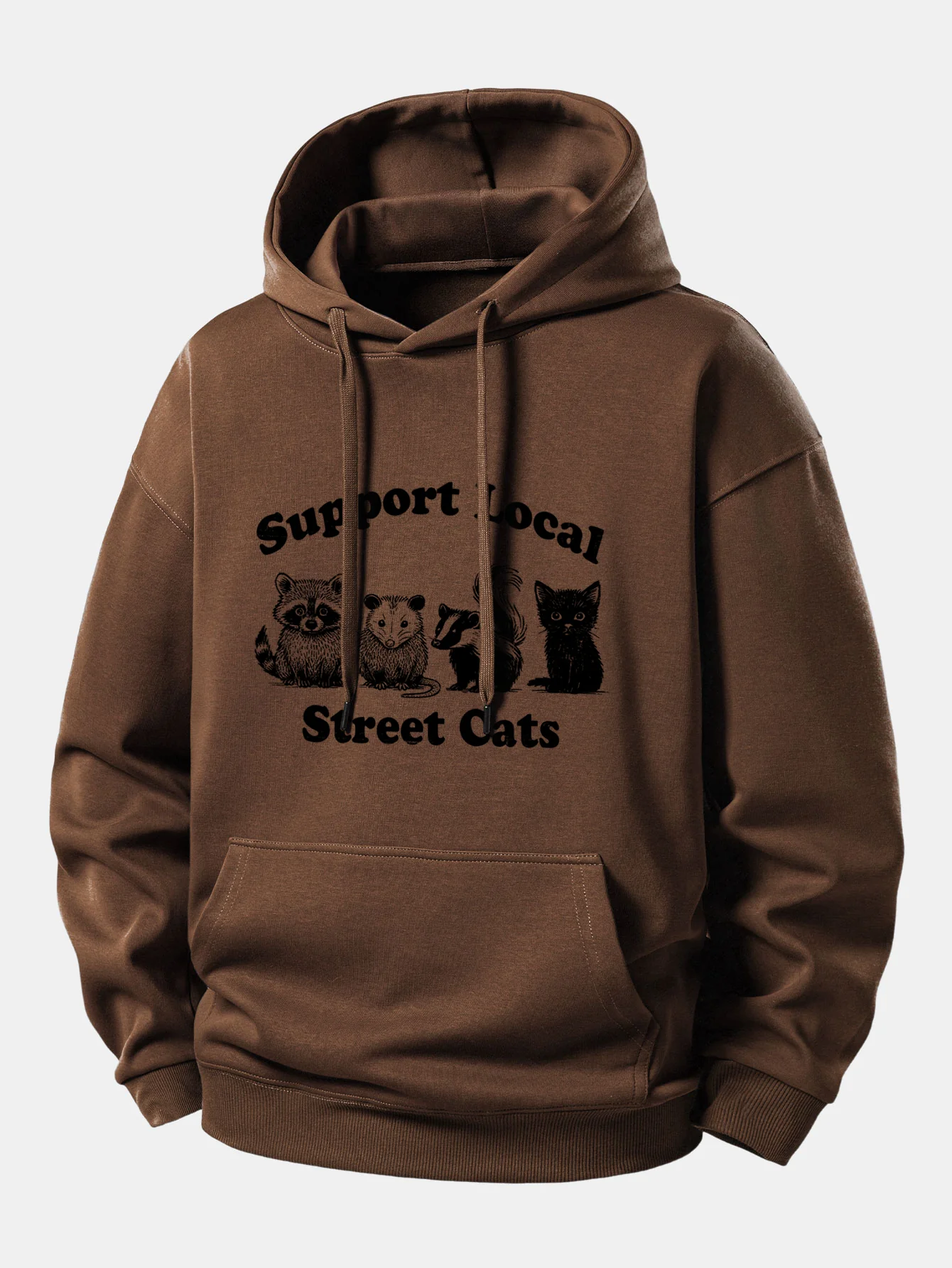 Support Local Street Cats Print Relax Fit Hoodie - Image 8
