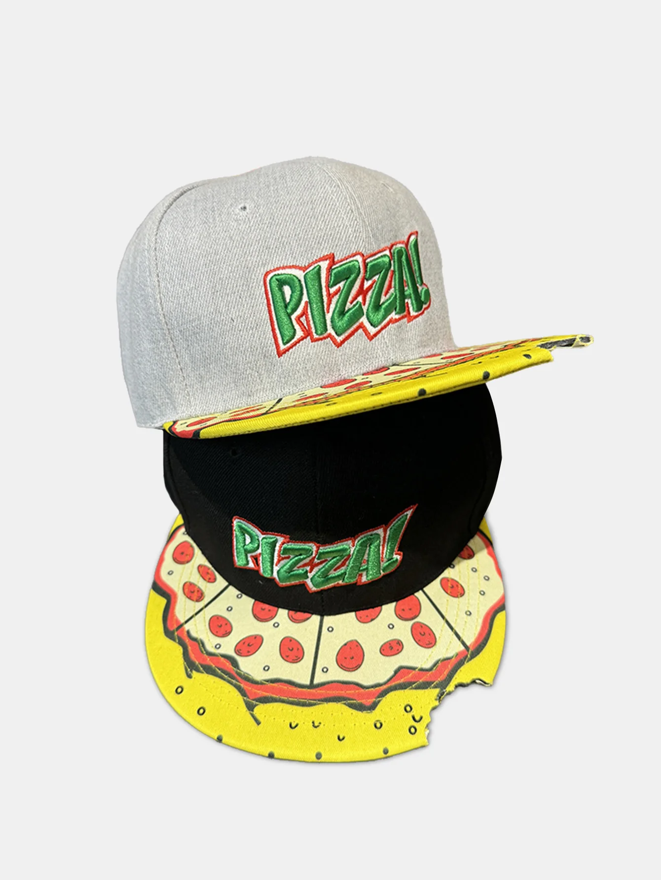 Nimm einen Biss von Pizza Form Slogan Stickerei Baseballmütze - Image 3