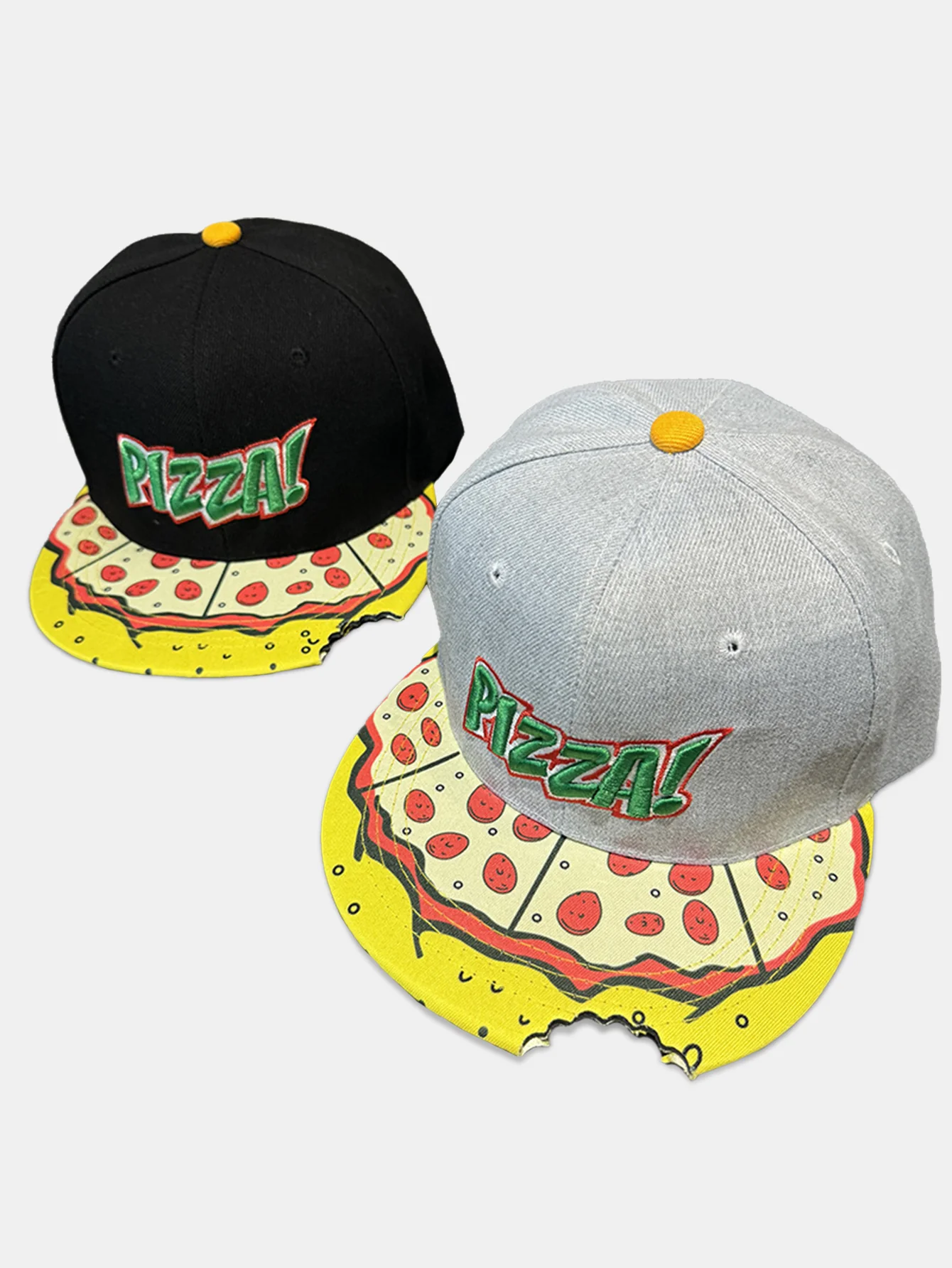 Nimm einen Biss von Pizza Form Slogan Stickerei Baseballmütze - Image 4