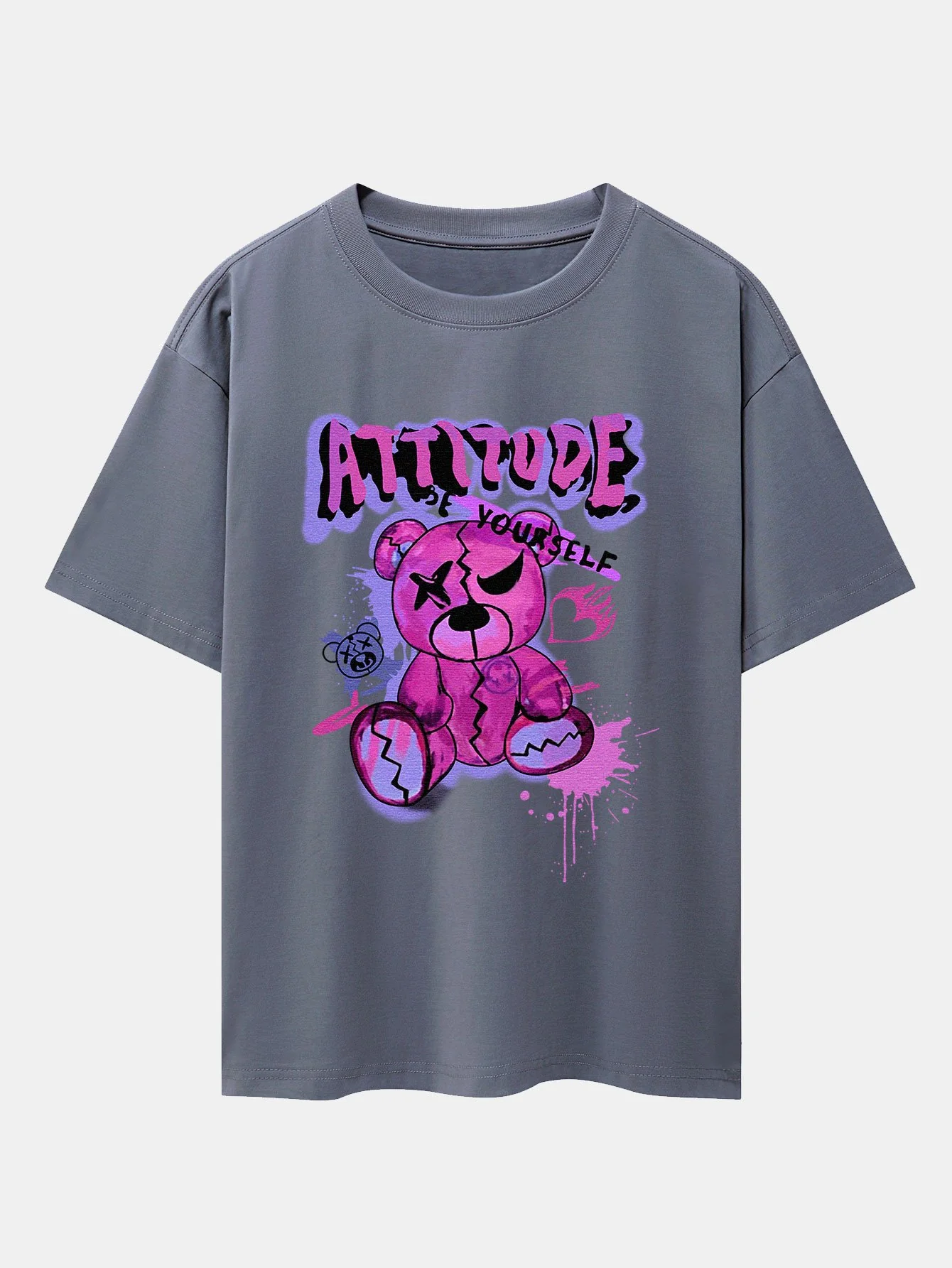 Zerrissener Bärenprint Drop Shoulder Oversize T-Shirt - Image 2