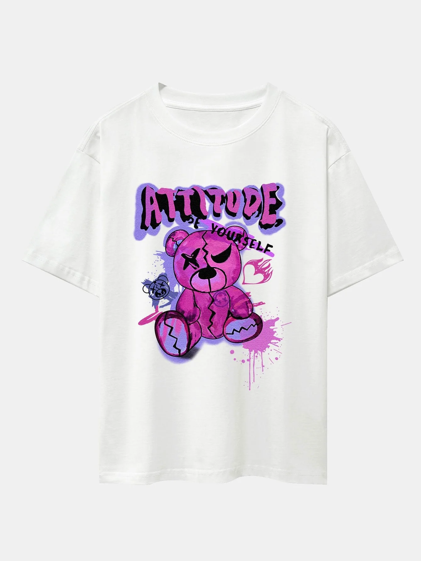Zerrissener Bärenprint Drop Shoulder Oversize T-Shirt & Shorts - Image 2
