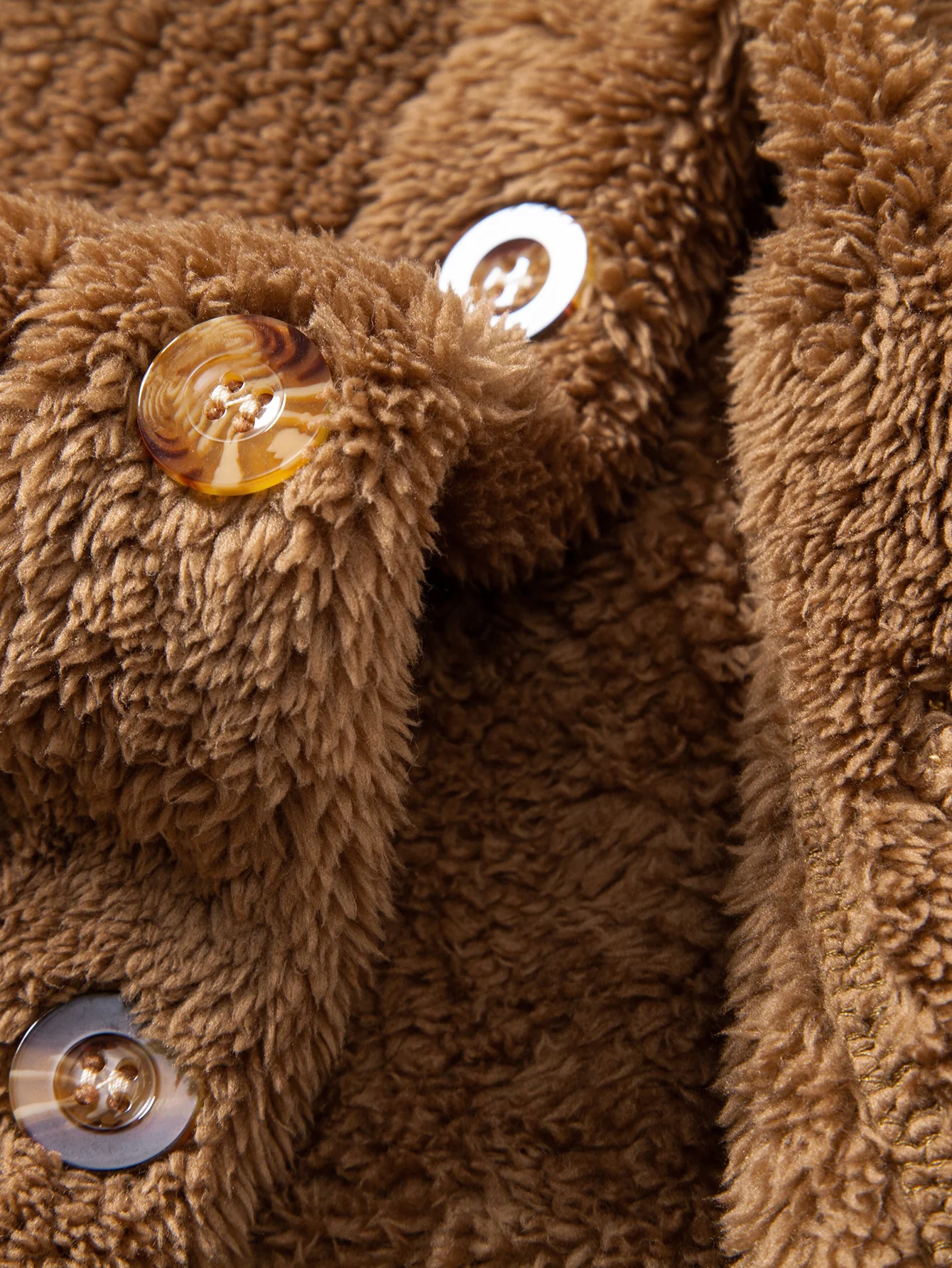 Teddy Fleece Button Up Hooded Coat - Image 9