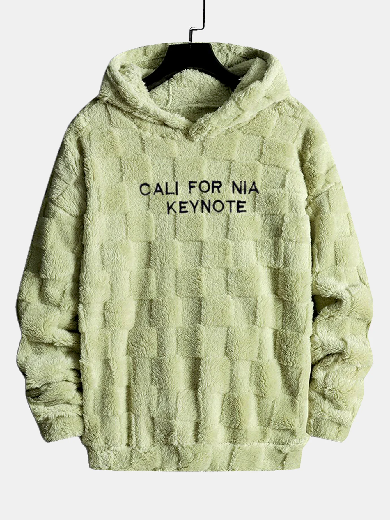 Kalifornien bestickter Teddy-Kapuzenpullover mit Schachbrettmuster - Image 3