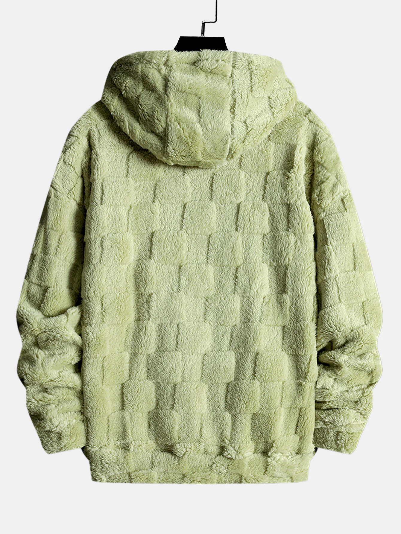 Kalifornien bestickter Teddy-Kapuzenpullover mit Schachbrettmuster - Image 4