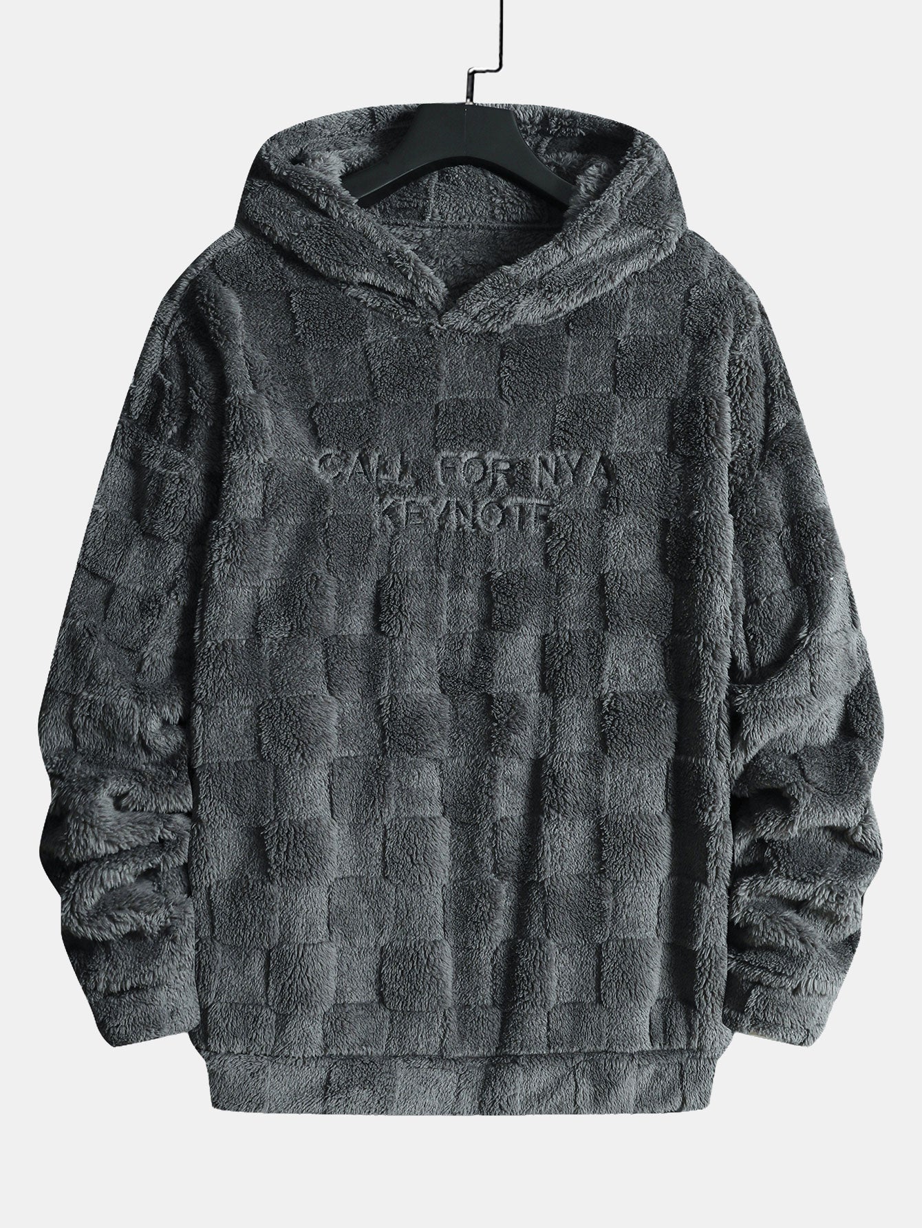 Kalifornien bestickter Teddy-Kapuzenpullover mit Schachbrettmuster - Image 5