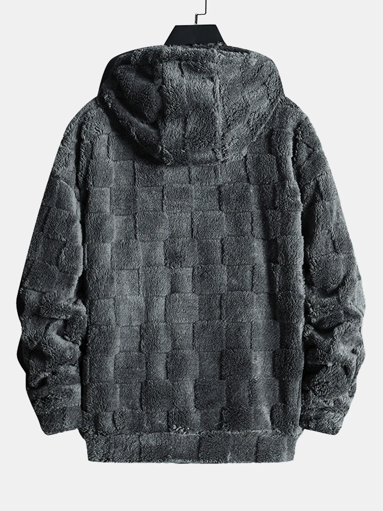Kalifornien bestickter Teddy-Kapuzenpullover mit Schachbrettmuster - Image 6