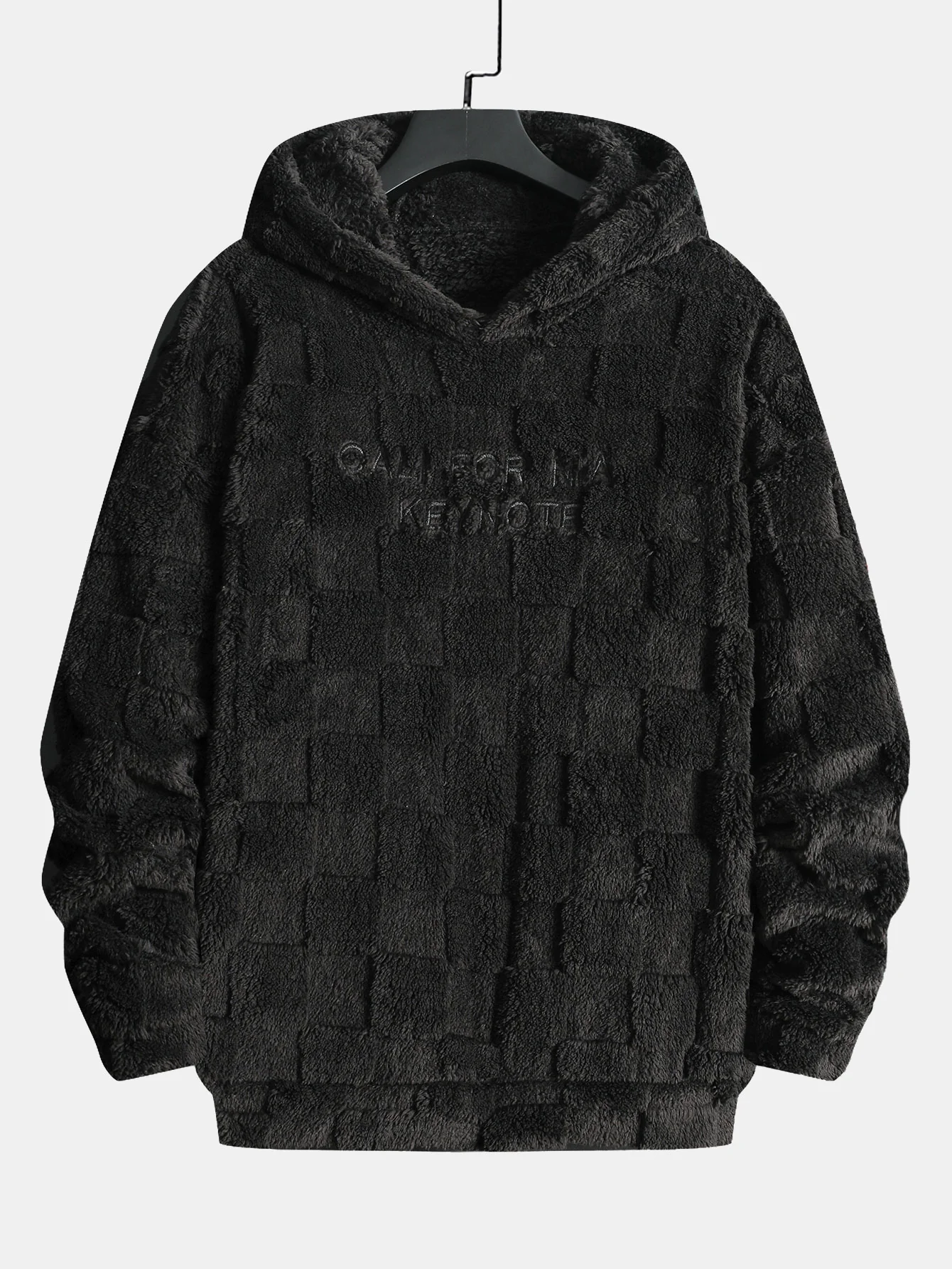 Kalifornien bestickter Teddy-Kapuzenpullover mit Schachbrettmuster - Image 7