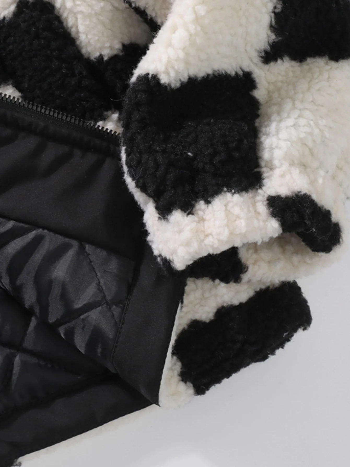 Teddy-Fleece-Karo-Stehkragenjacke - Image 12