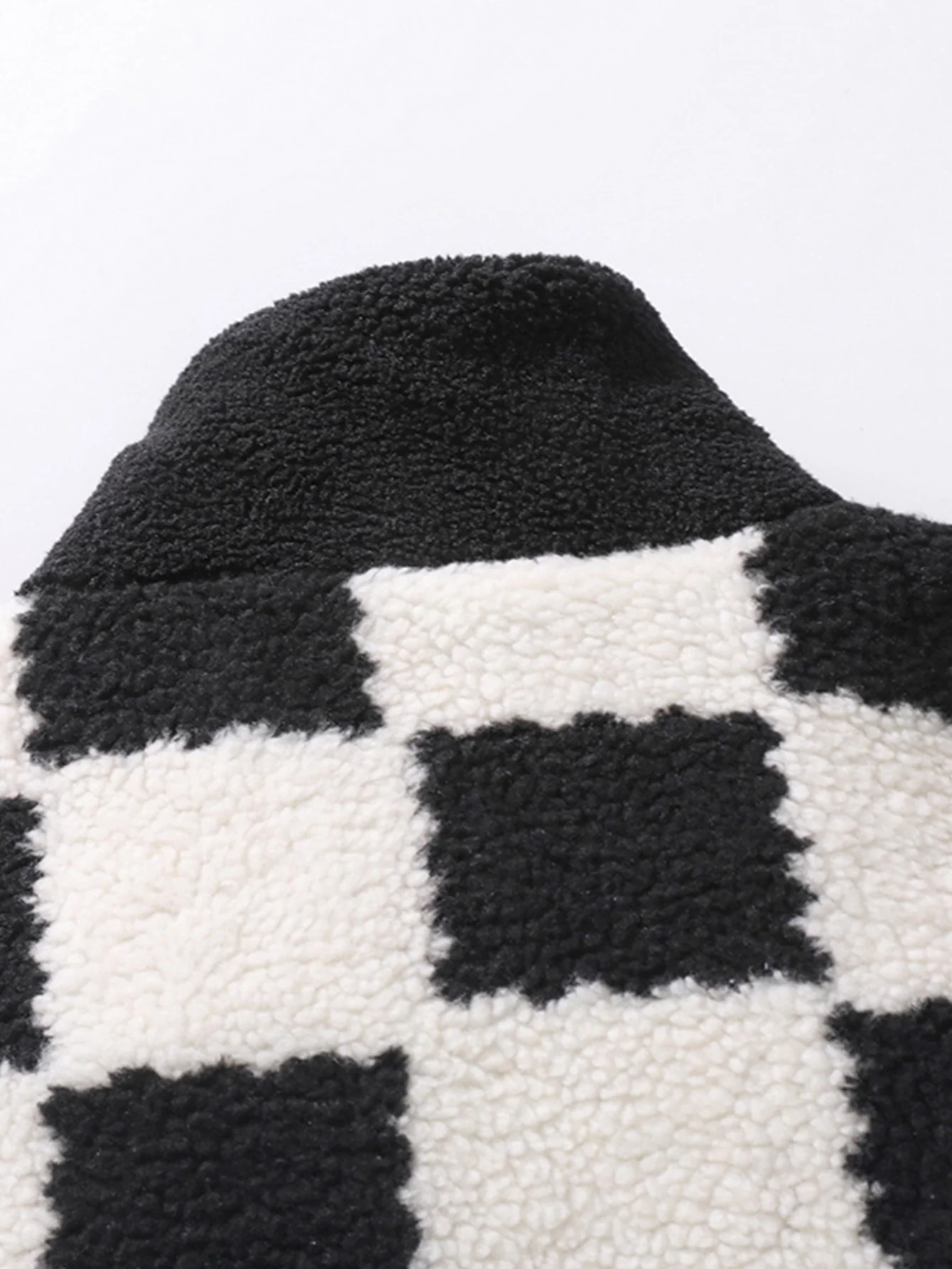 Teddy-Fleece-Karo-Stehkragenjacke - Image 13