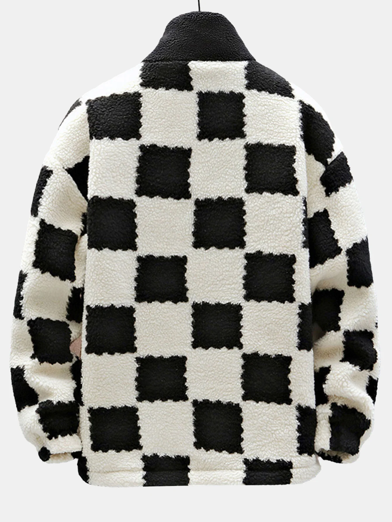Teddy-Fleece-Karo-Stehkragenjacke - Image 4