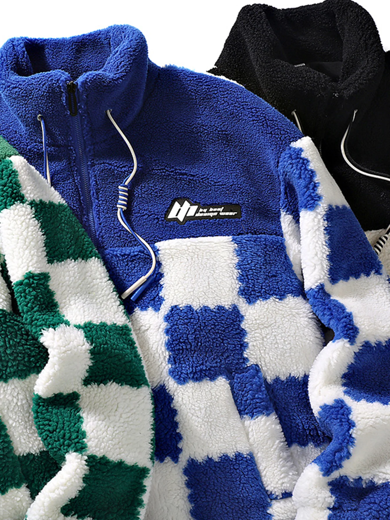 Teddy-Fleece-Karo-Stehkragenjacke - Image 7