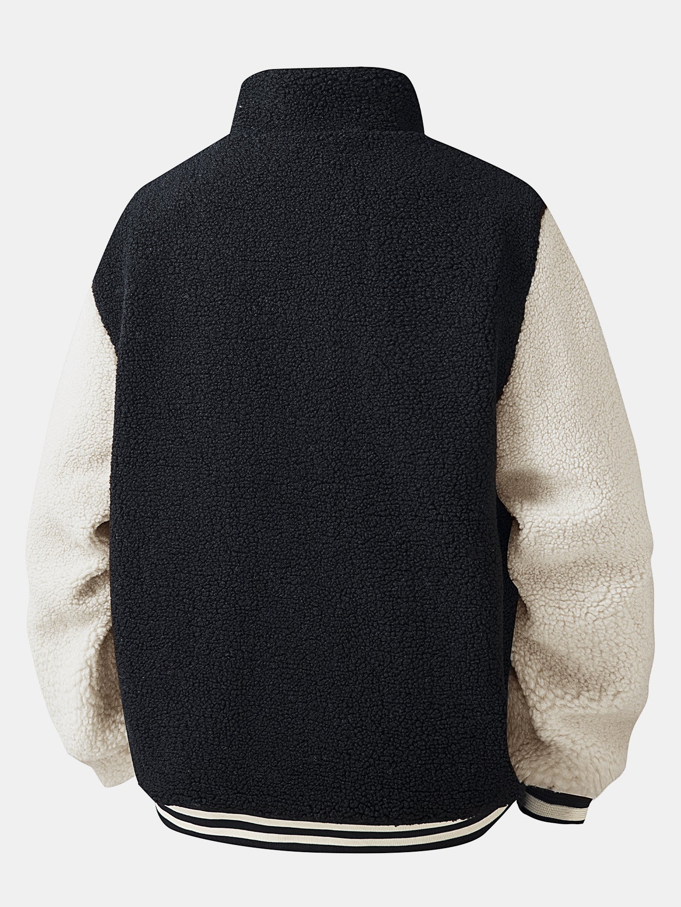 Teddy-Fleece-Kontrast-Baseballjacke - Image 2