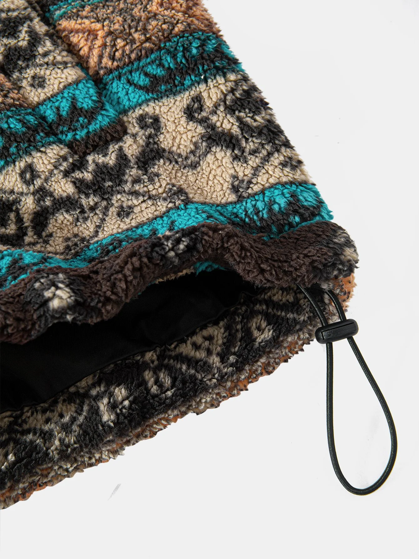 Teddy-Fleece Ethno-Print Mantel & Kordelzug Corduroy Cargo Jogger-Hosen - Image 13