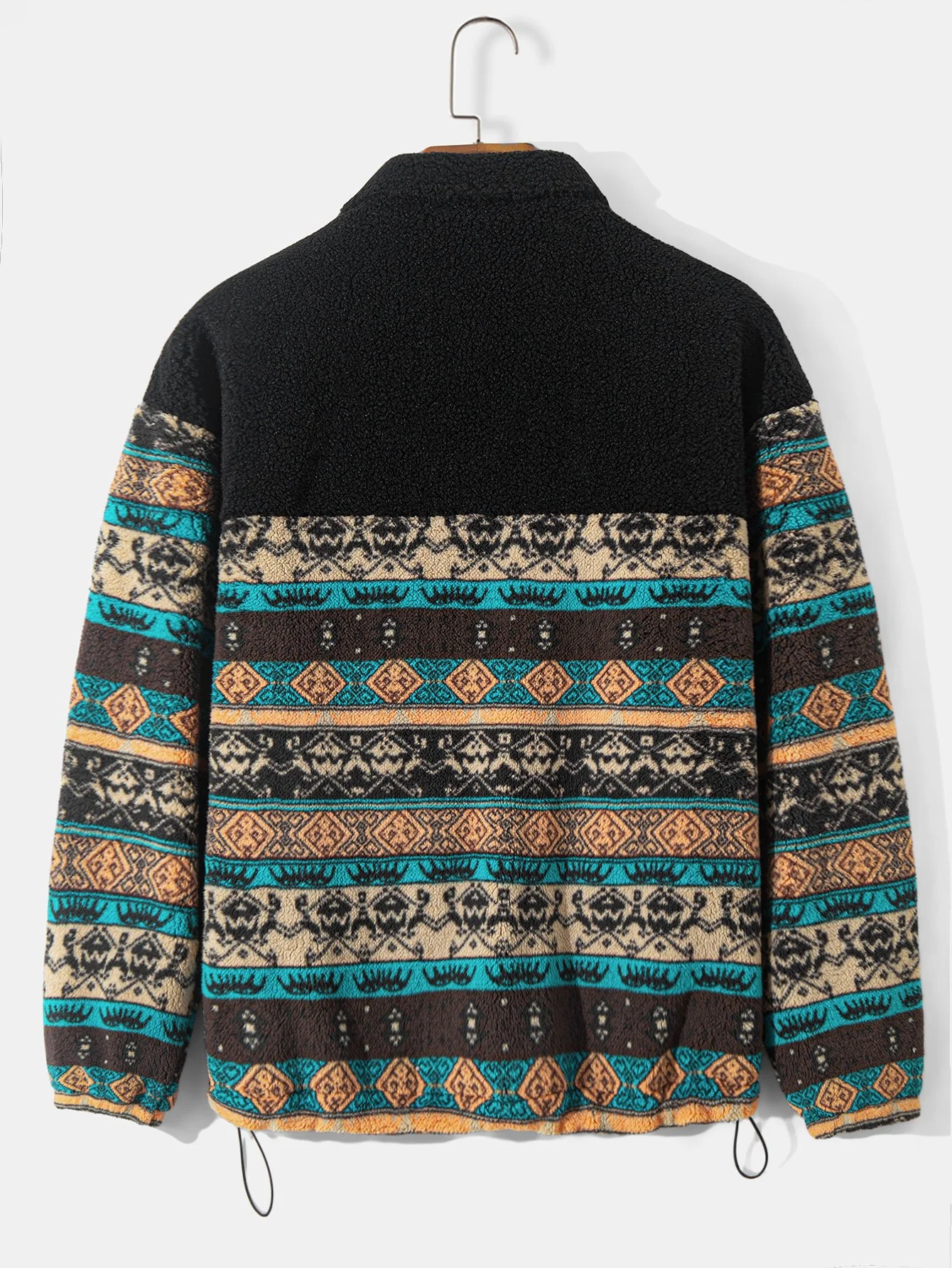 Teddy-Fleece Ethno-Print Mantel & Kordelzug Corduroy Cargo Jogger-Hosen - Image 5