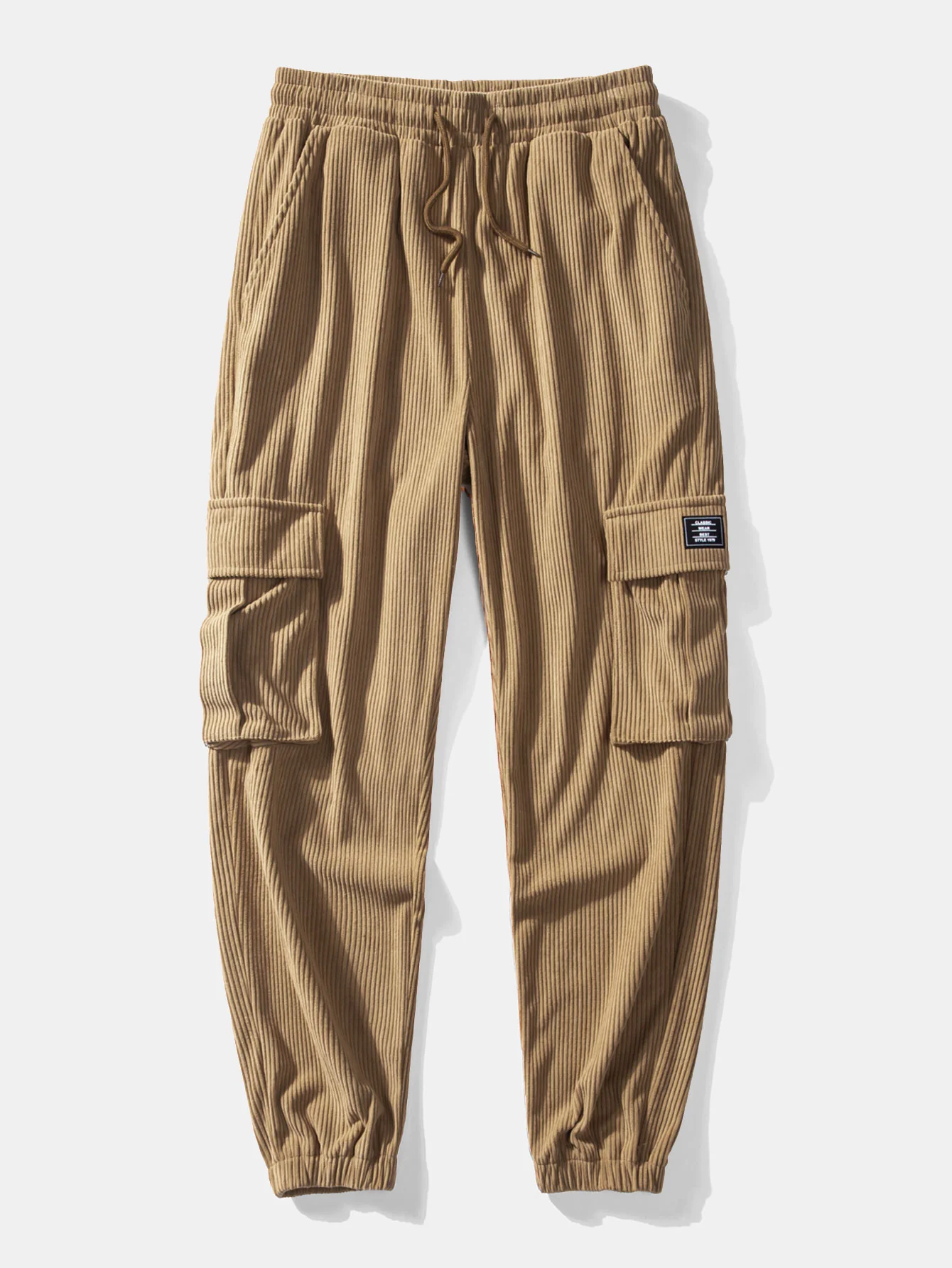 Teddy-Fleece Ethno-Print Mantel & Kordelzug Corduroy Cargo Jogger-Hosen - Image 6