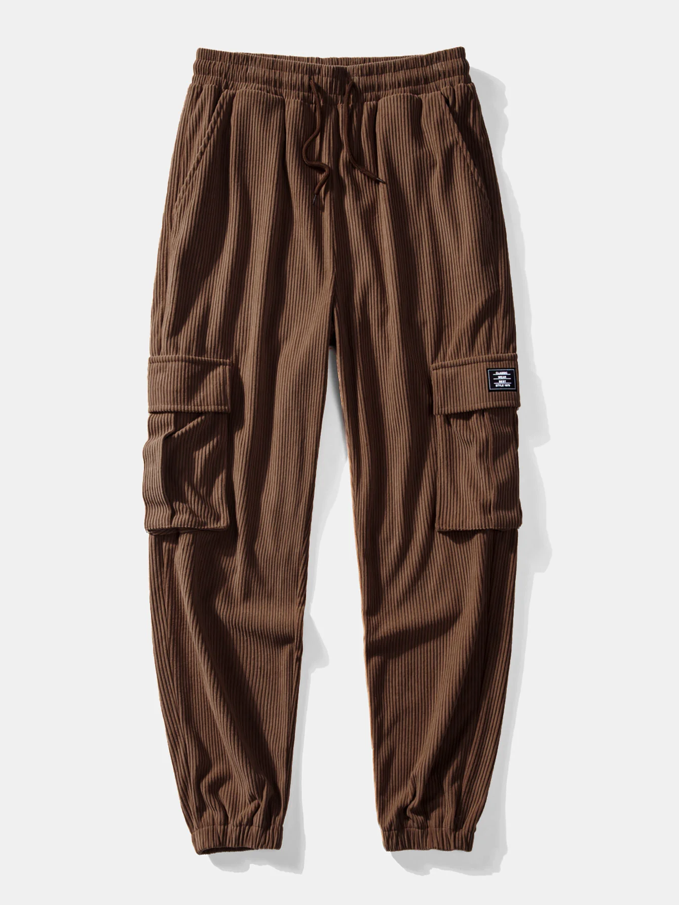 Teddy-Fleece Ethno-Print Mantel & Kordelzug Corduroy Cargo Jogger-Hosen - Image 7