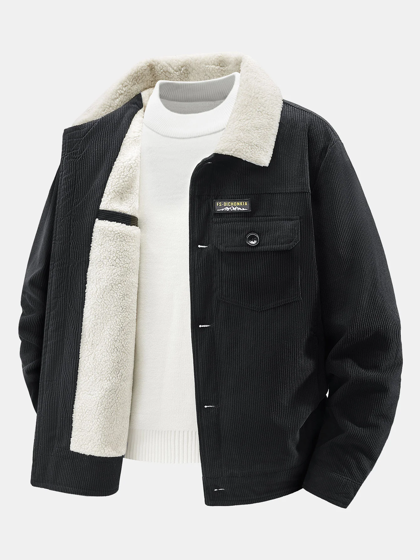 Teddy-Fleecegefütterte Cordjacke mit Knöpfen - Image 3