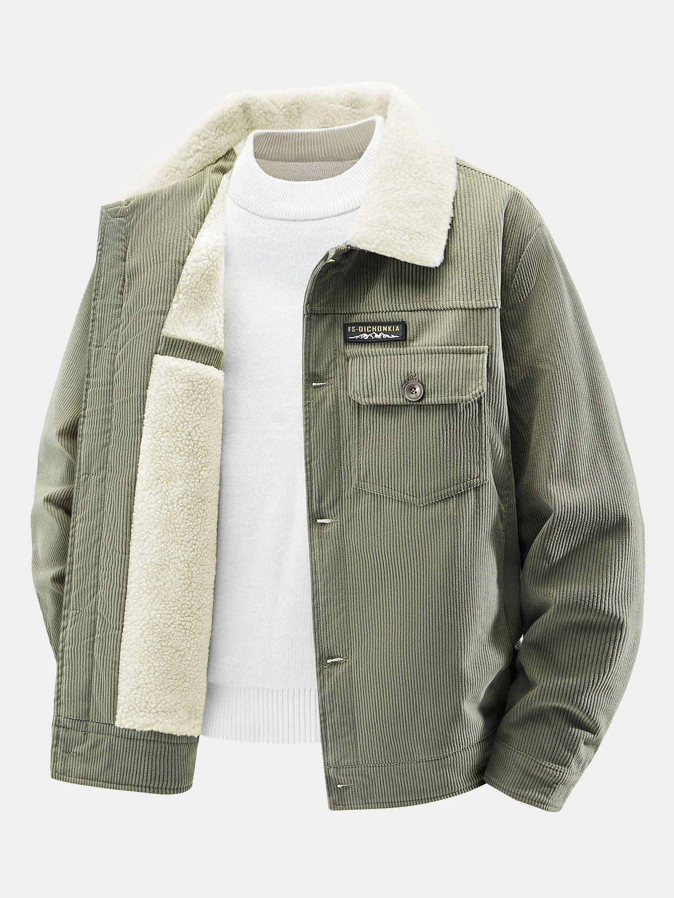 Teddy-Fleecegefütterte Cordjacke mit Knöpfen - Image 4