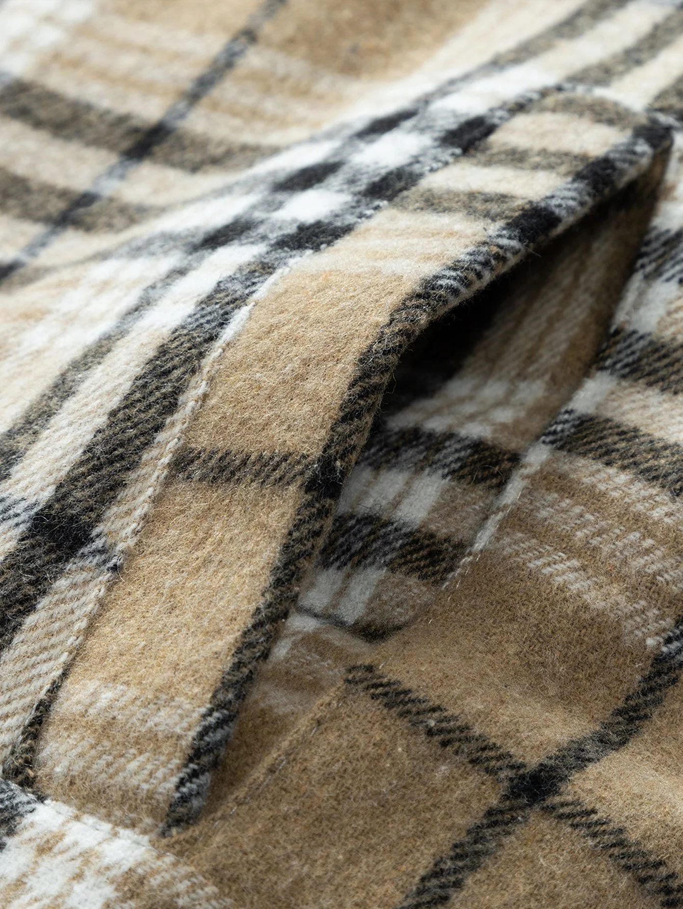 Teddy-Fleece gefütterter abnehmbarer Flanell-Karo-Mantel mit Kapuze - Image 10