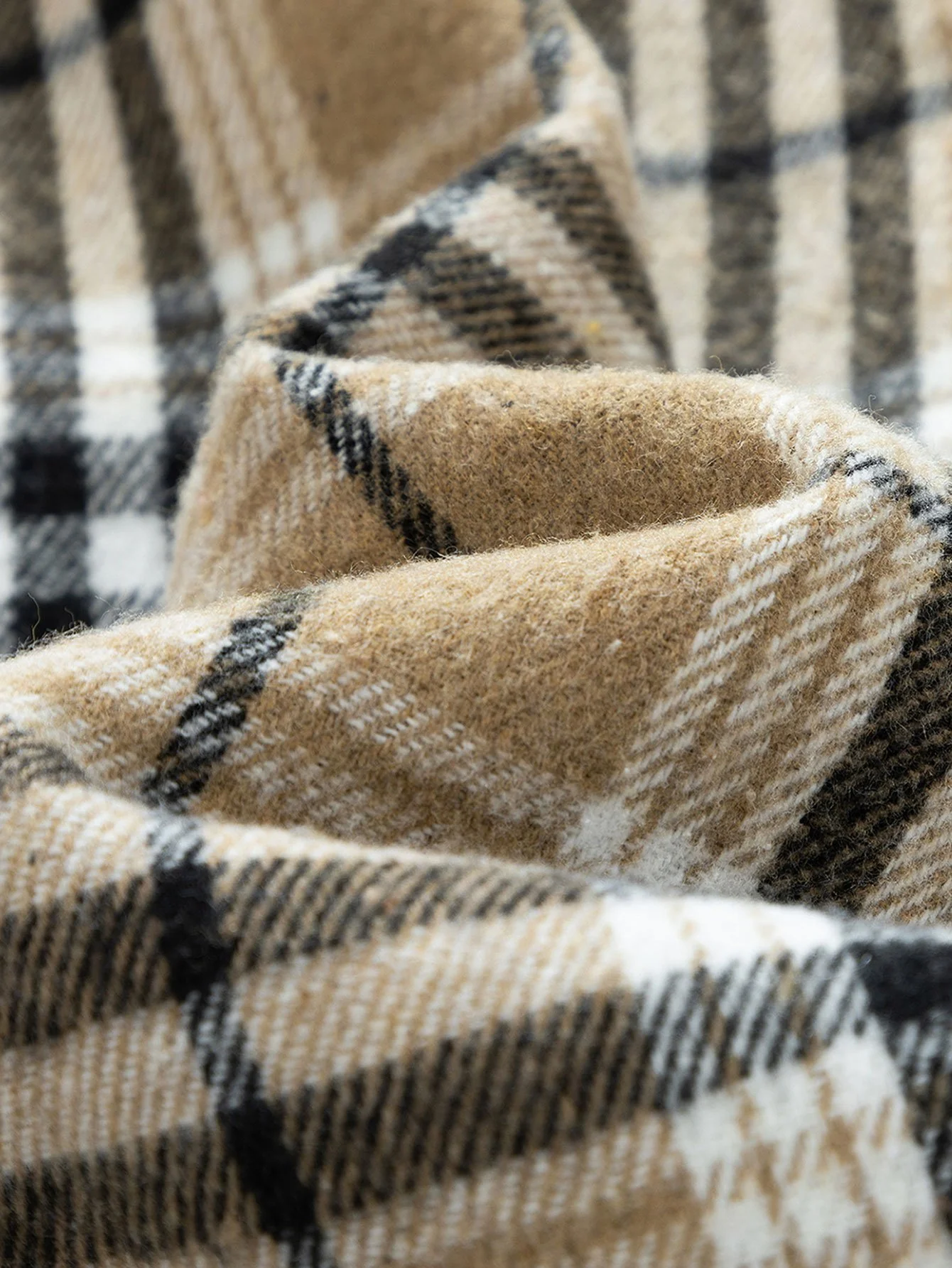 Teddy-Fleece gefütterter abnehmbarer Flanell-Karo-Mantel mit Kapuze - Image 12
