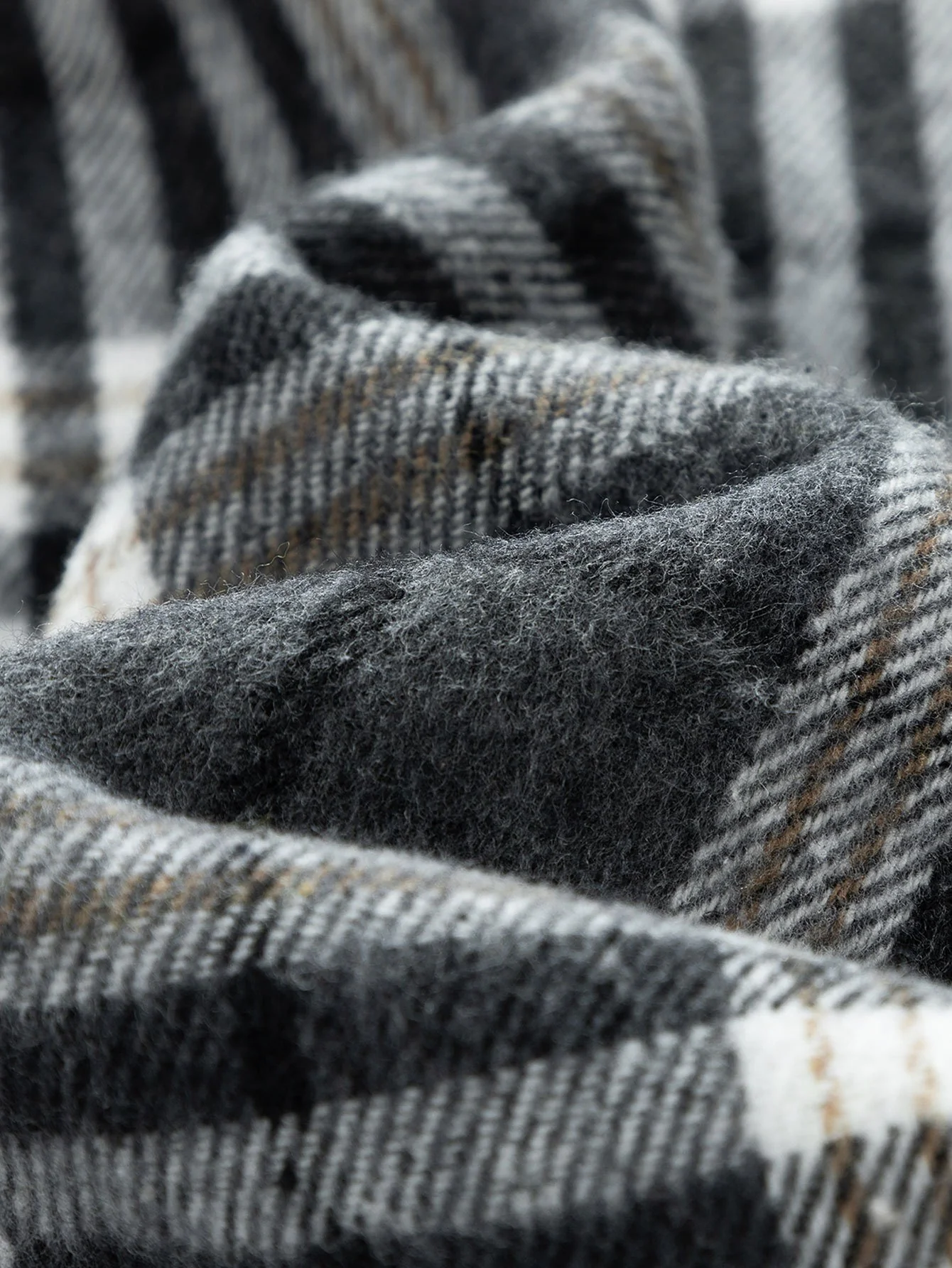Teddy-Fleece gefütterter abnehmbarer Flanell-Karo-Mantel mit Kapuze - Image 16