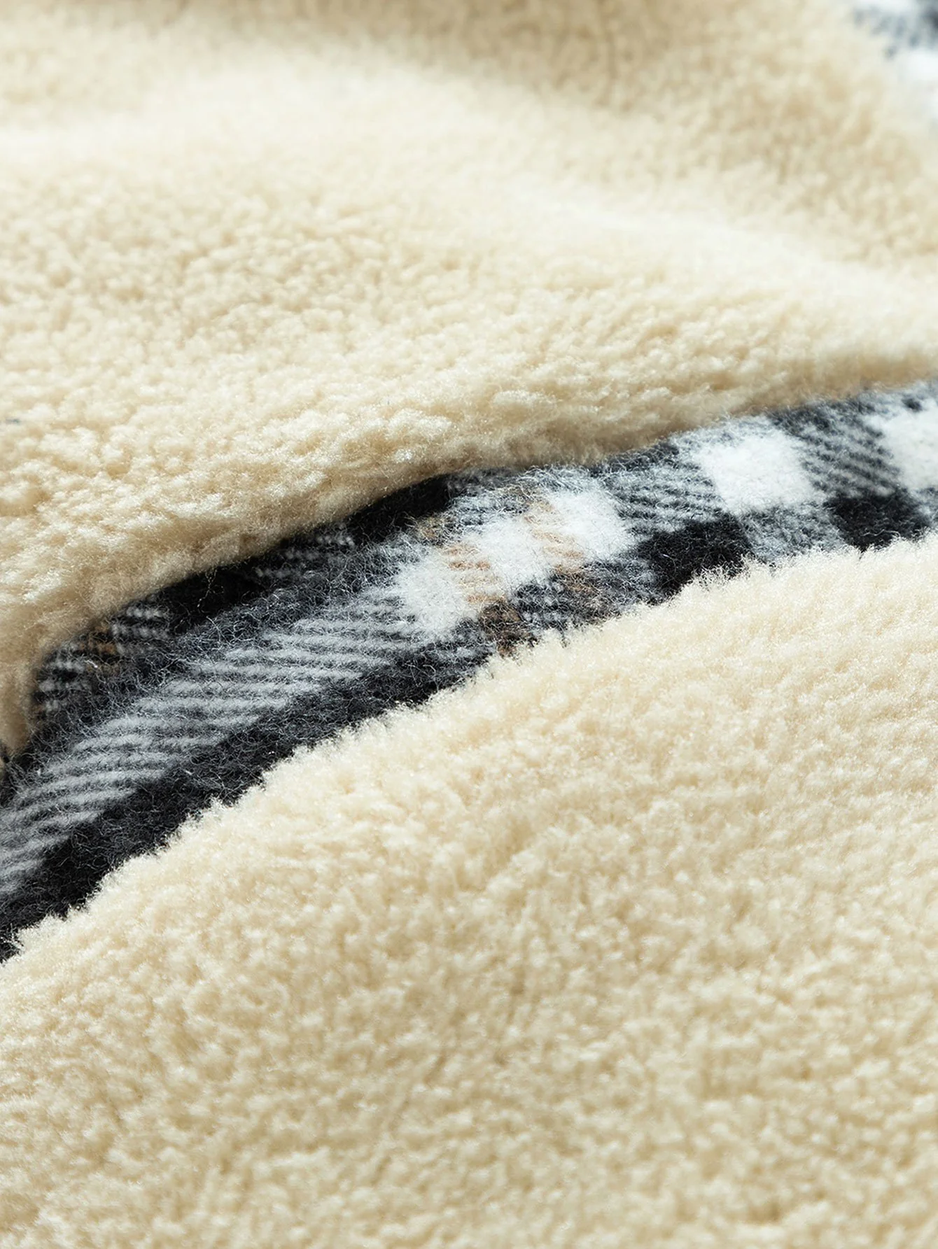 Teddy-Fleece gefütterter abnehmbarer Flanell-Karo-Mantel mit Kapuze - Image 17