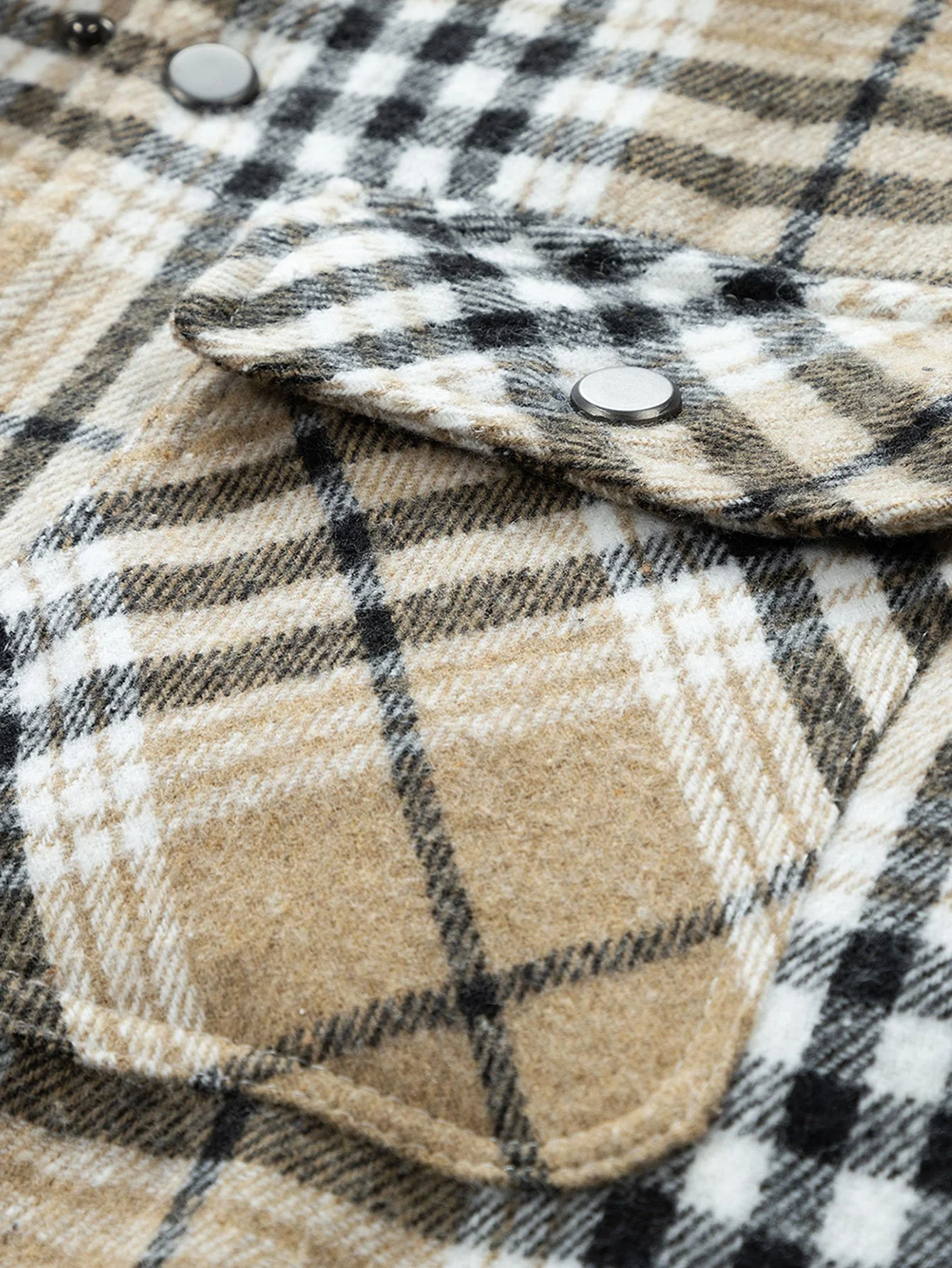 Teddy-Fleece gefütterter abnehmbarer Flanell-Karo-Mantel mit Kapuze - Image 9