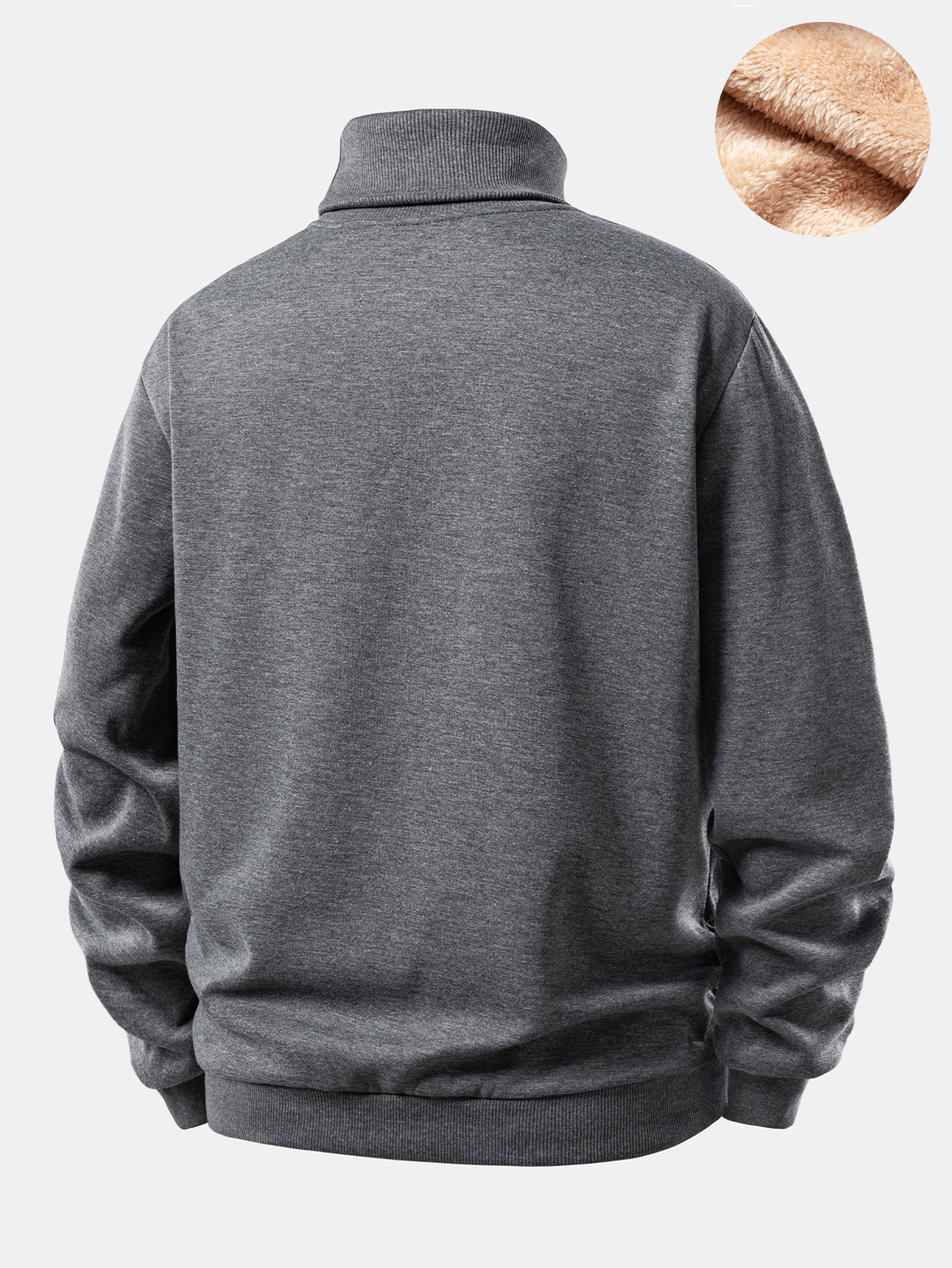 Teddy Fleece Lined Turtle Neck Sweatshirt - Image 2